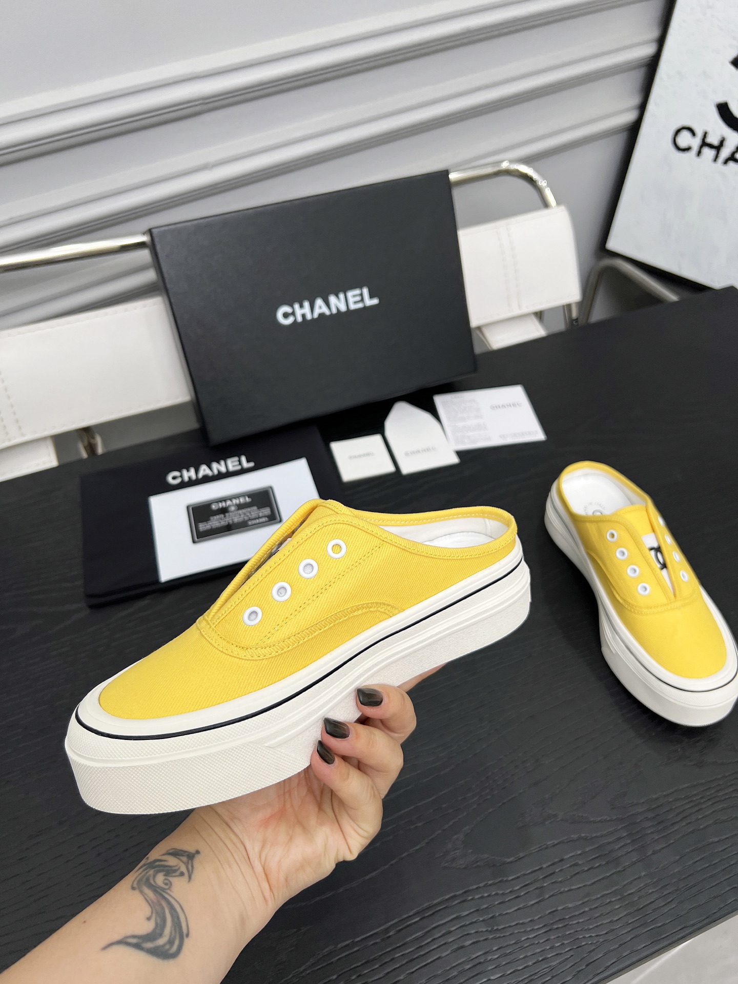 Chanel Canvas Platform Mules: Lightweight, Comfortable, and Stylish Mules 7 i1746325265449 8424 0 4