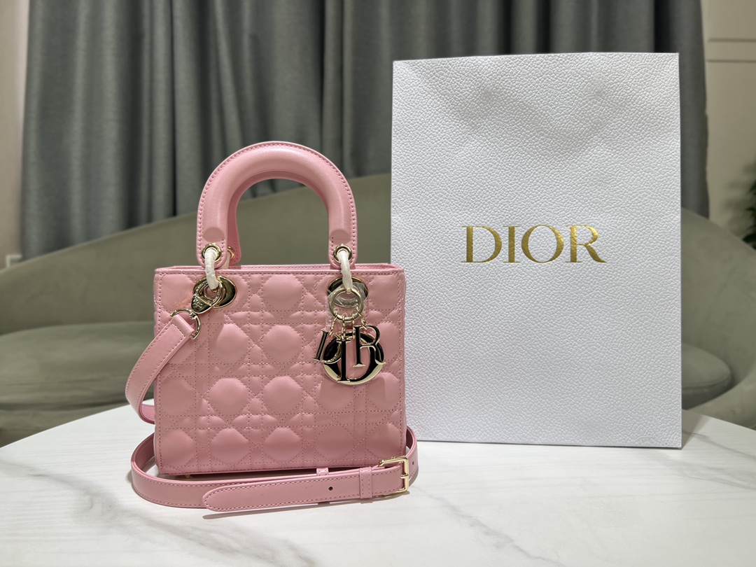 Dior Bags Handbags Pink Embroidery Sheepskin Lady