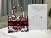 Dior Book Tote Handbags Tote Bags Red White Embroidery