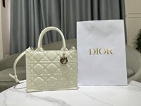 Dior Book Tote Handbags Tote Bags Gold White Cashmere Cowhide