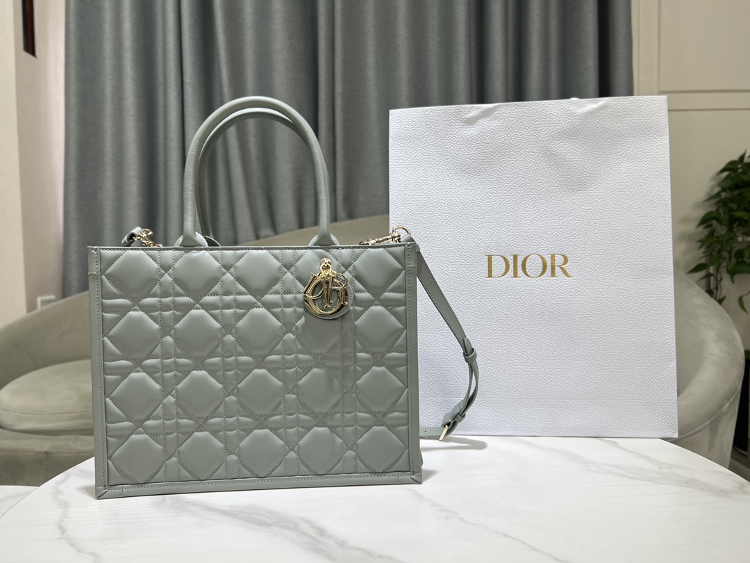 Dior Book Tote Handbags Tote Bags Gold Grey Cashmere Cowhide