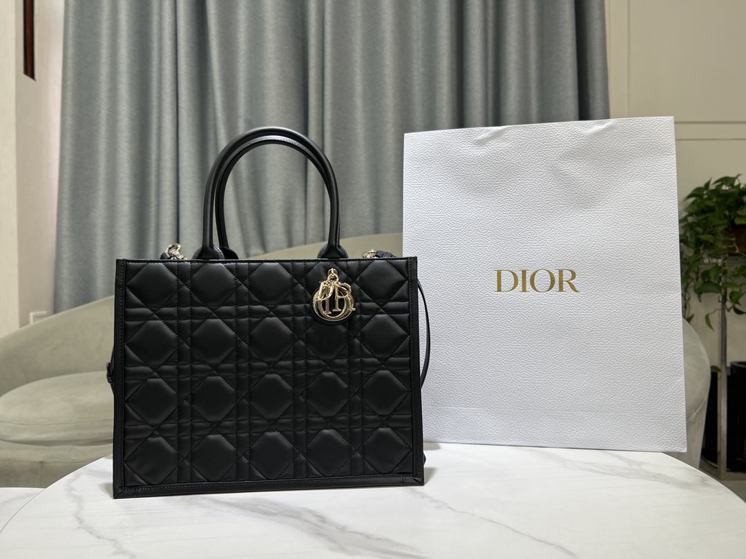 Dior Book Tote Handbags Tote Bags Black Gold Cashmere Cowhide