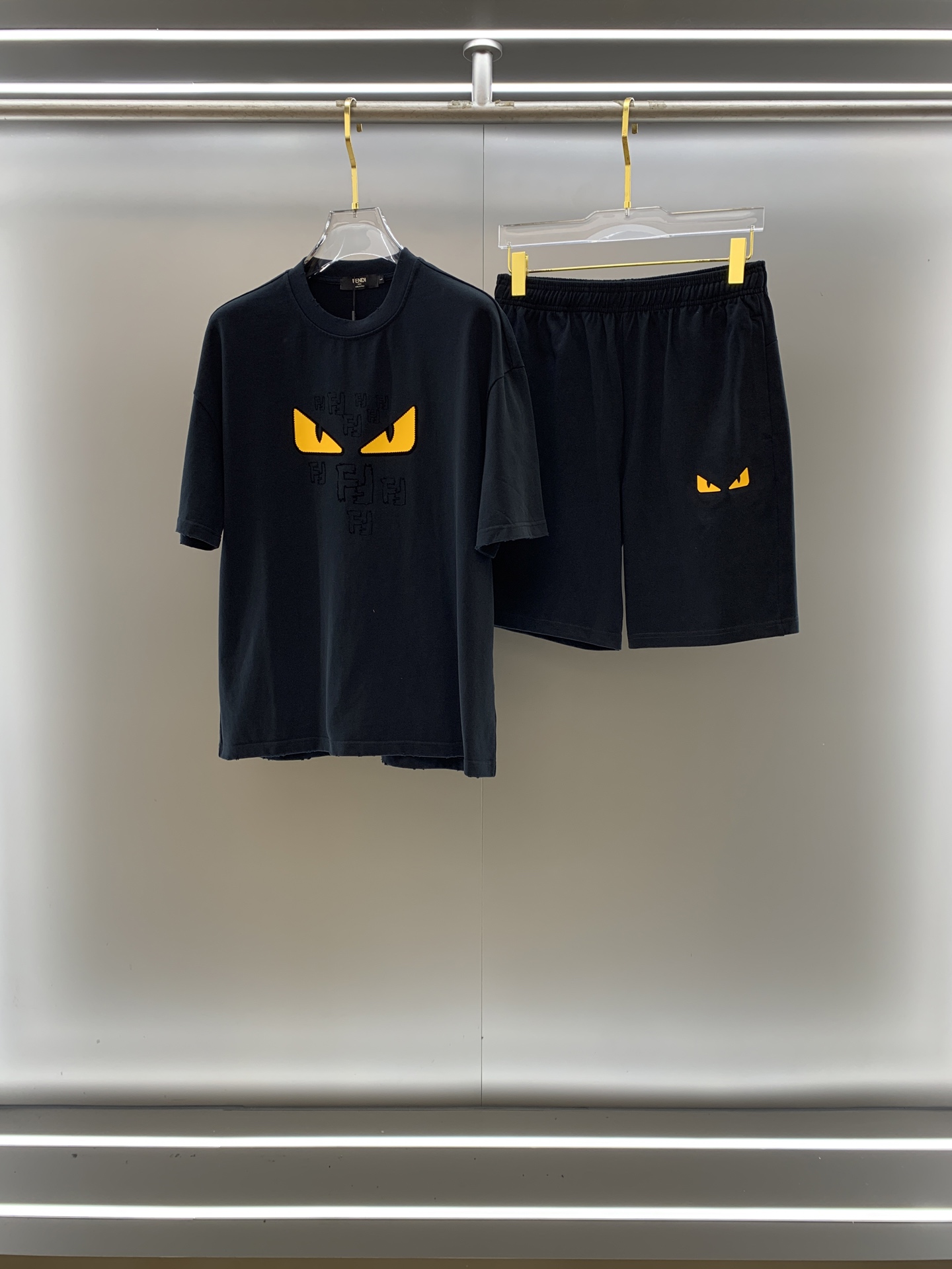 Fendi Spring/Summer Short Sleeve & Shorts Set - Premium Cotton, Distressed Design 2 i1746726031446 7987 0 0