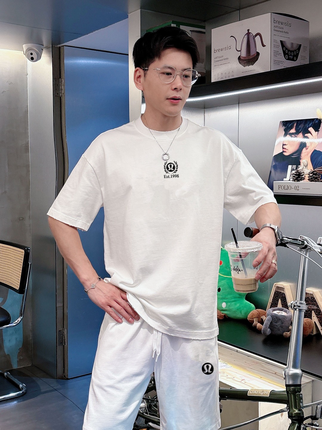 lulu 🔥🔥高端定制 2026春夏新款首发专柜最新款短袖短裤休闲套装 重工凹凸图案设计 领子袖子做破洞