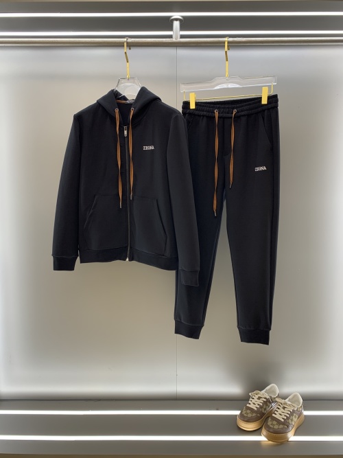 Zegna 2025 Latest Embroidered Hoodie Set, Classic Casual Black and White 1 Zegna 2025 Latest Embroidered Hoodie Set, Classic Casual Black and White