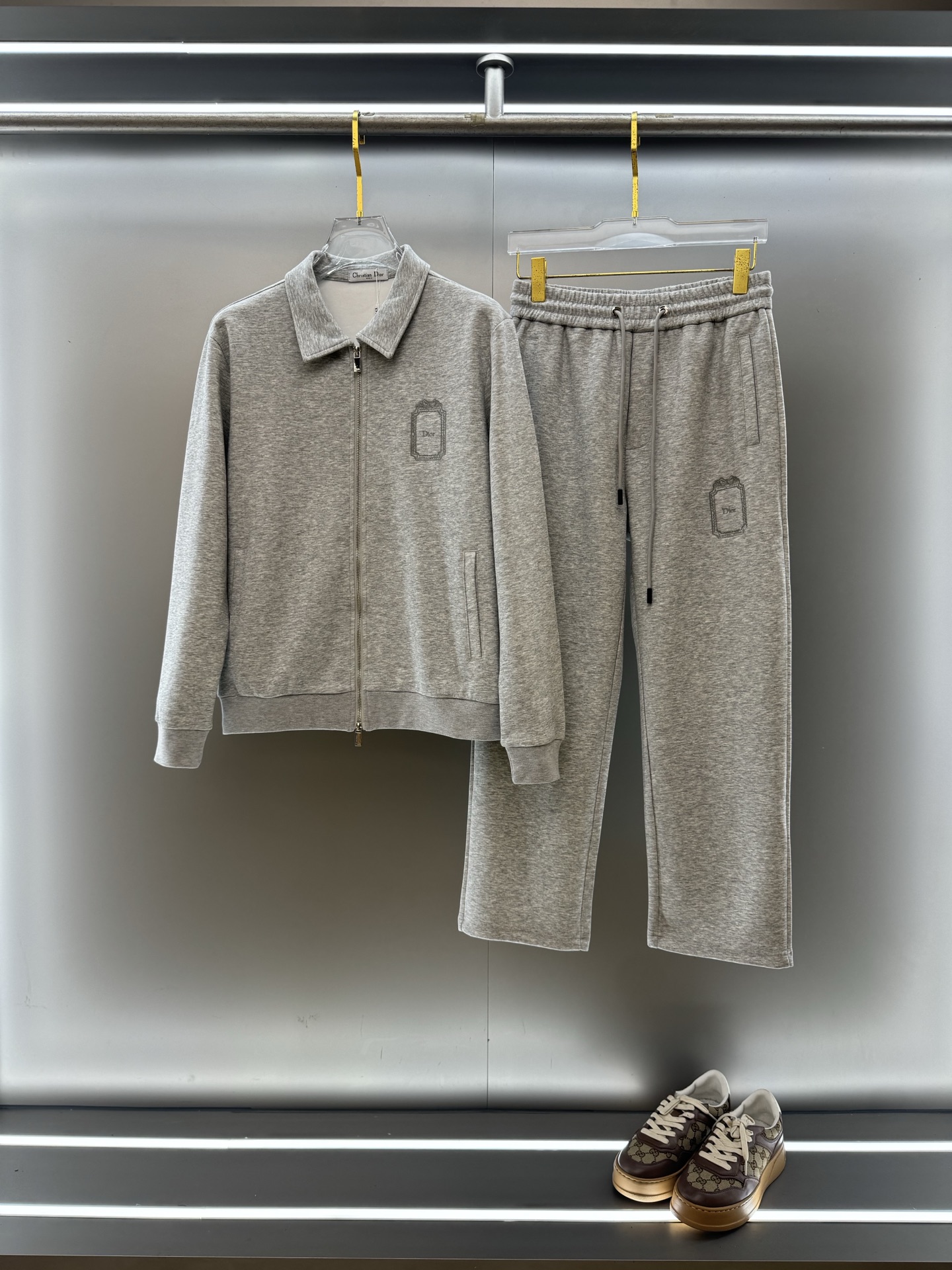 Dior Gray Zip Jacket and Pants Set