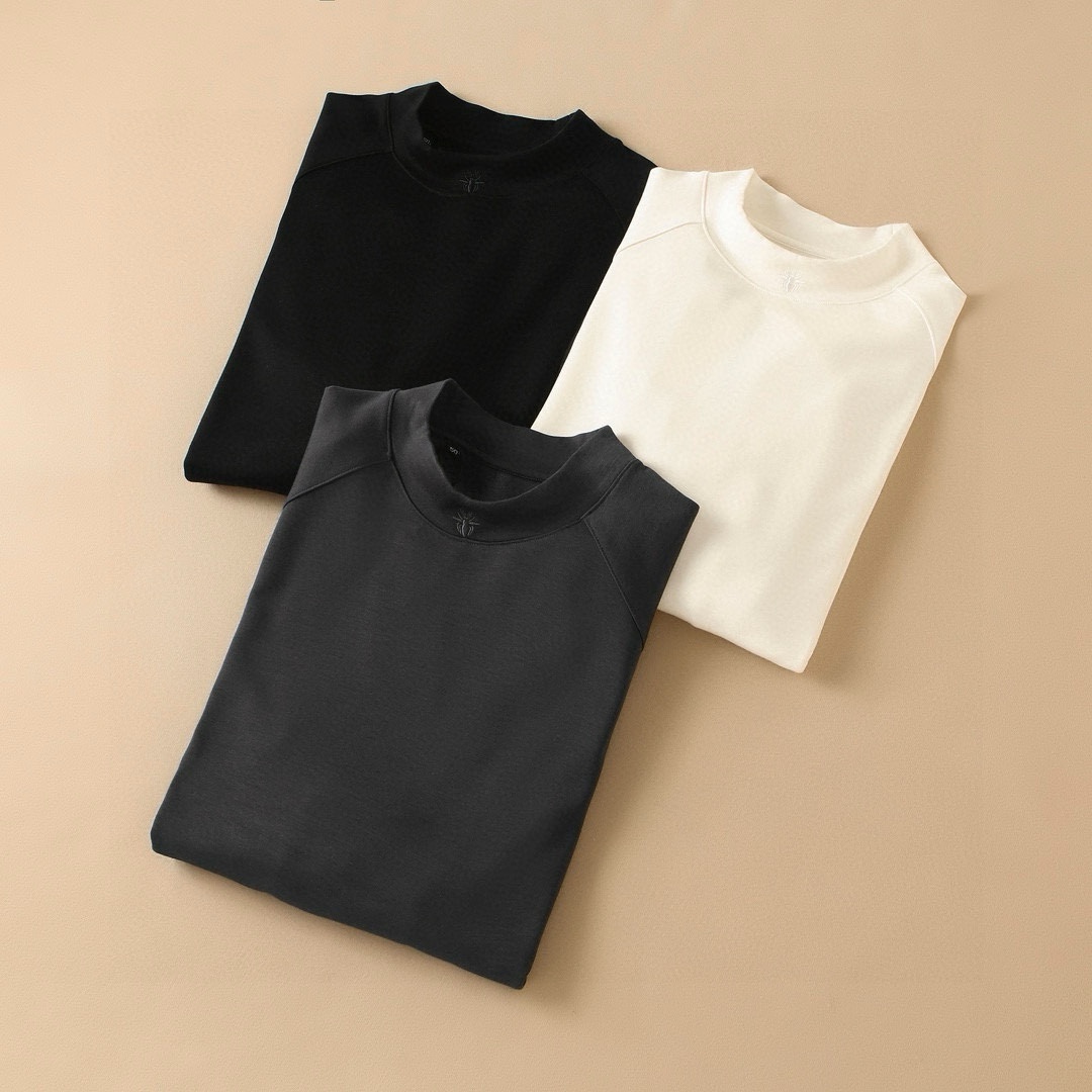 Dior Kleding T-Shirt Zwart Grijs Wit Mannen Katoen Herfst/winter collectie Fashion Lange mouw