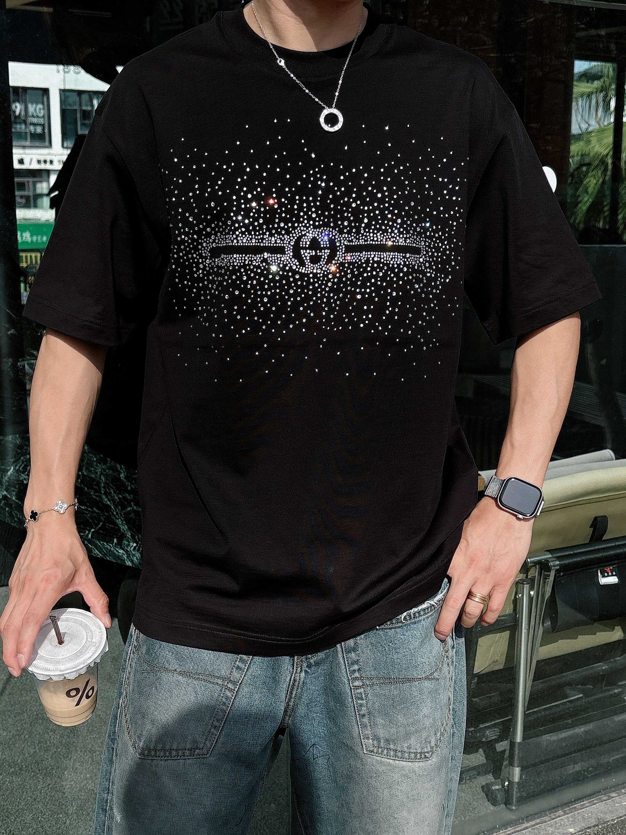 古驰 2025春夏新款首发专柜最新款短袖圆领T恤 高端订制 设计前卫时尚！品牌logo重工艺设计 高端定