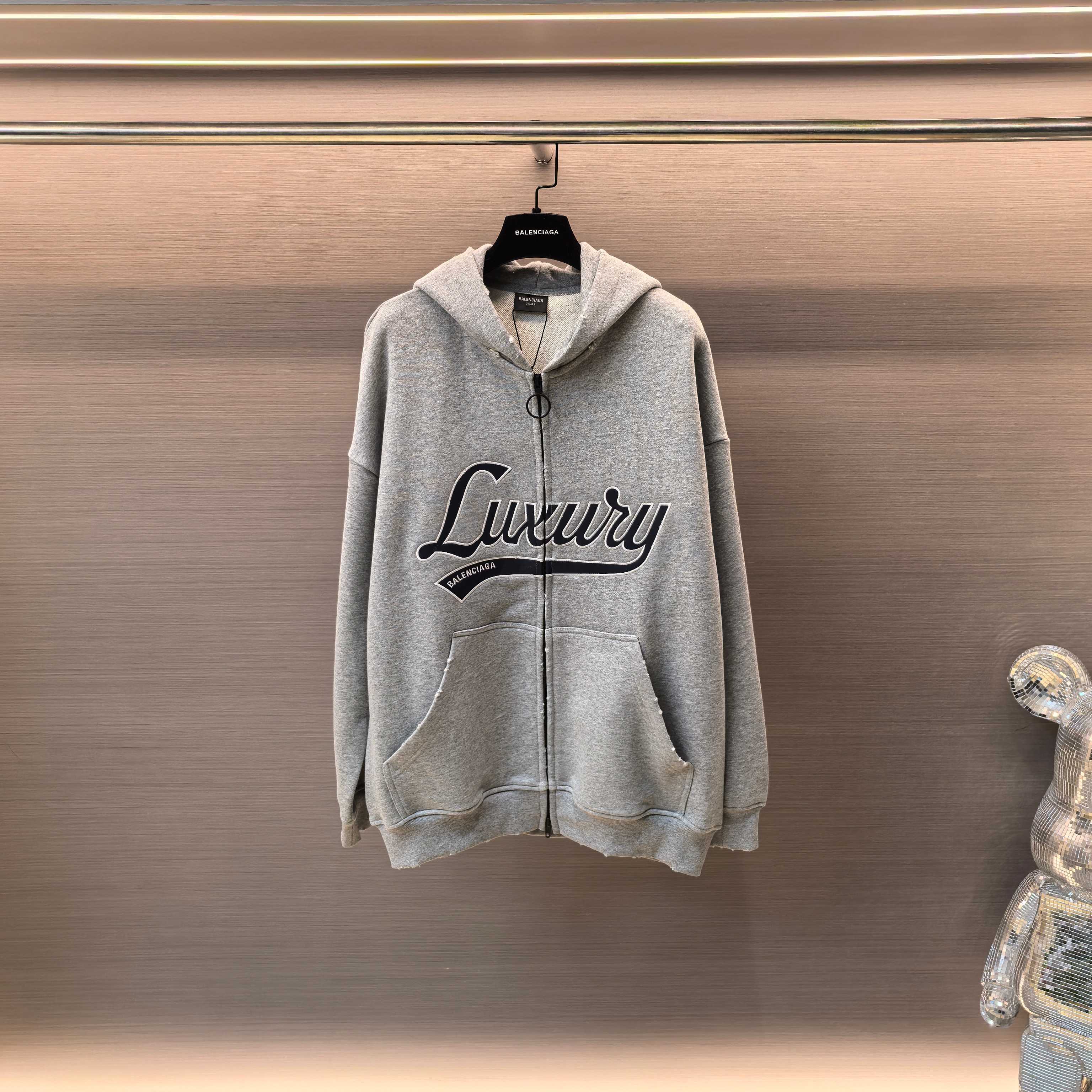 Balenciaga Luxury Embroidered Gray Zip-Up Hoodie 1 a1757151890224 6433
