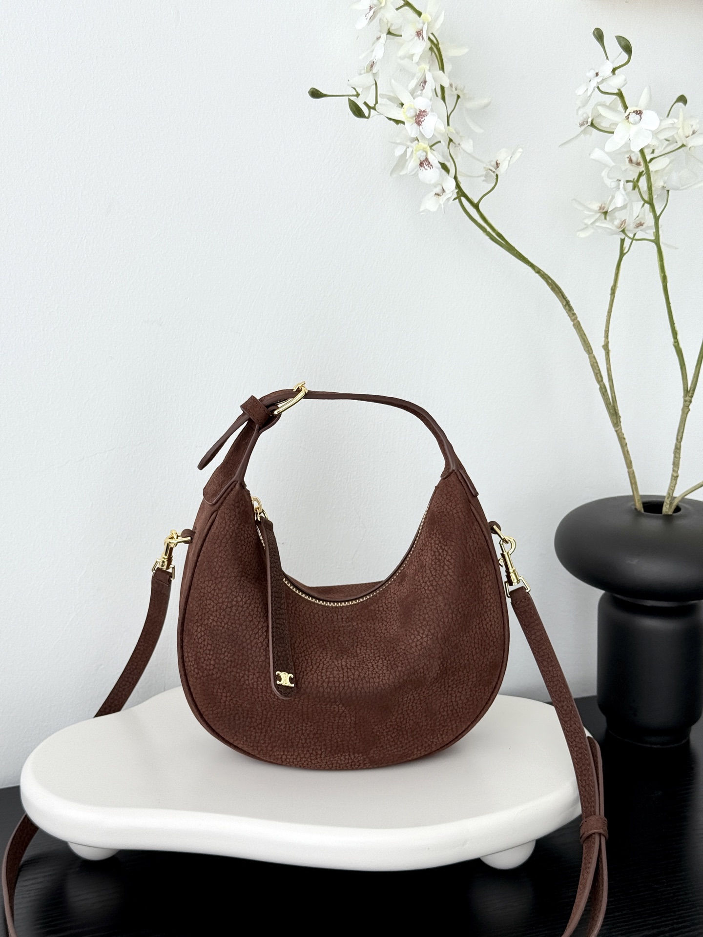 Celine Brown Crescent Shoulder Bag