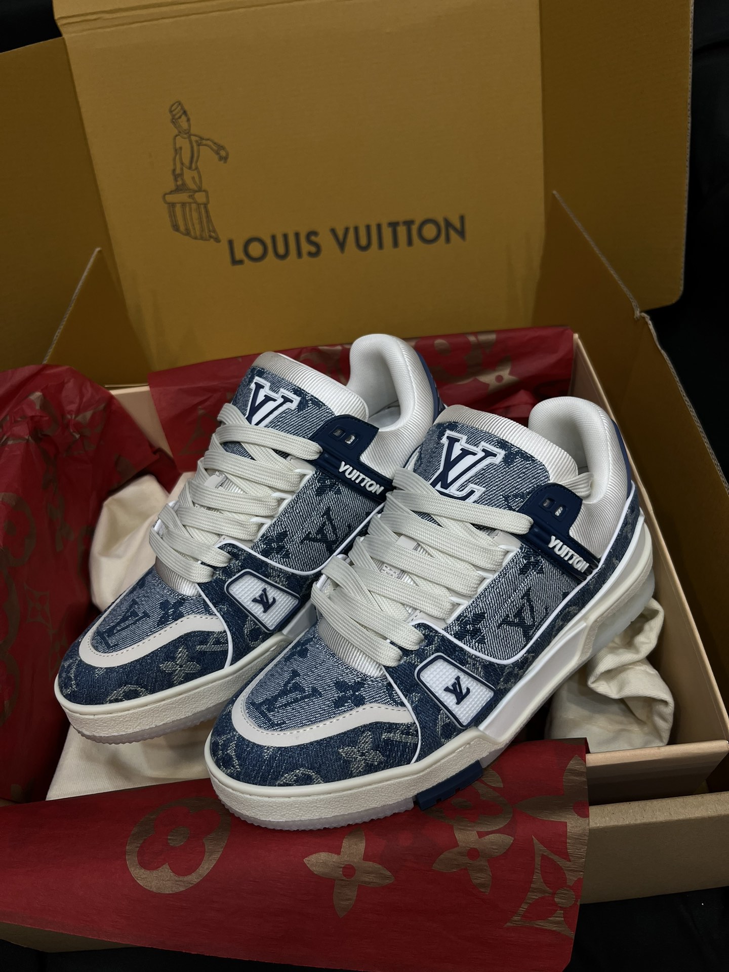 Louis Vuitton Sapatos Tênis Azul Calças de moletom