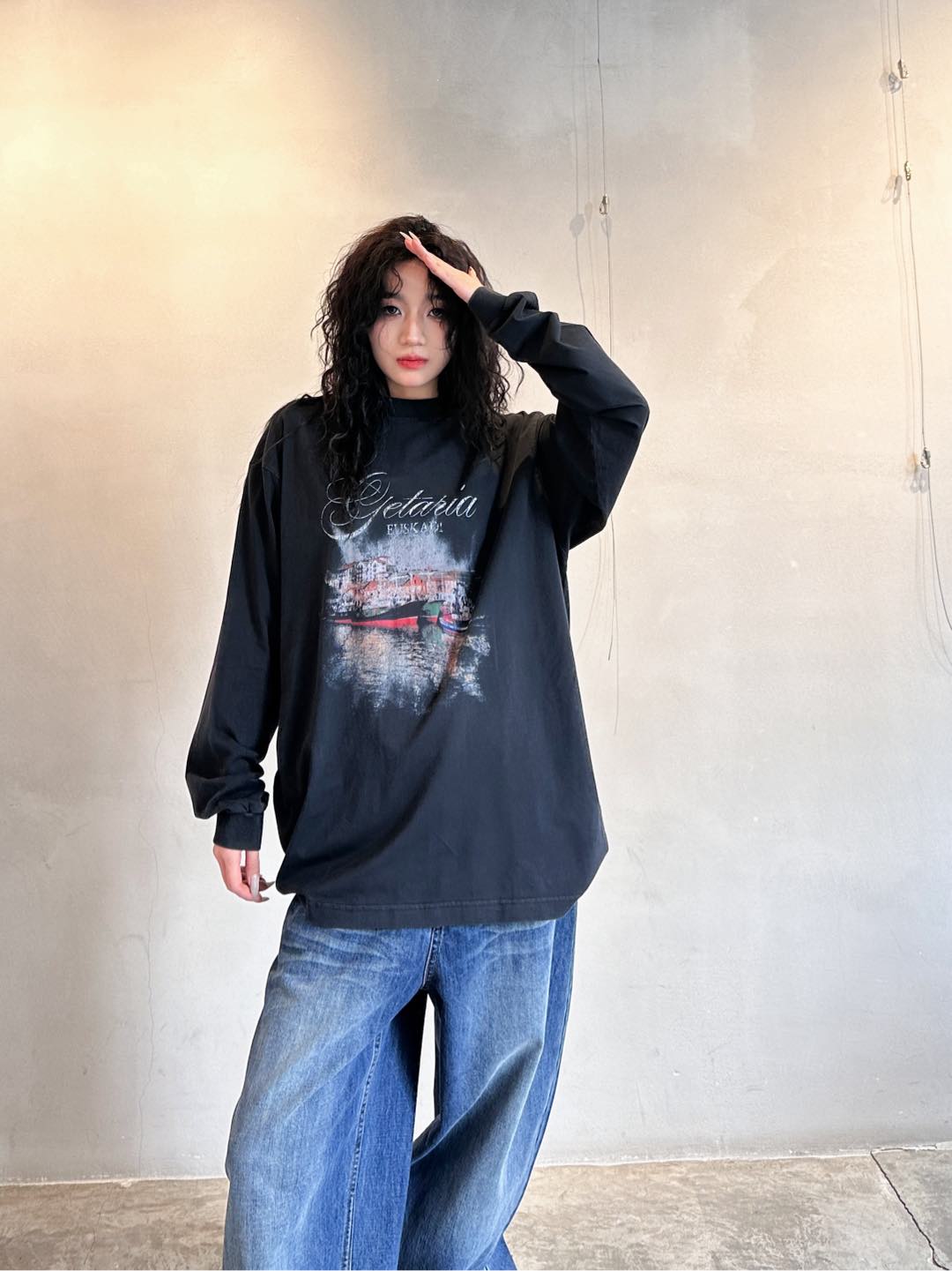 NO:295120,NEW｜City Night View Series New Long Sleeve T-shirt, Pure Cotton Fabric, Complete Washed and Double Trolley Thread, Row Jersey Retro Textured, Loose Style Smel, Tees, T-shirt, Alexander Wang19860909NEW｜城市夜景系列新款长袖t恤,纯棉面料,整身做旧水洗搭配双拉架螺纹,粗纱线平纹针织复古有质感,宽松版型男女同款,尺码Sml,,tees，t-shirt,alexander wang,Women's clothing