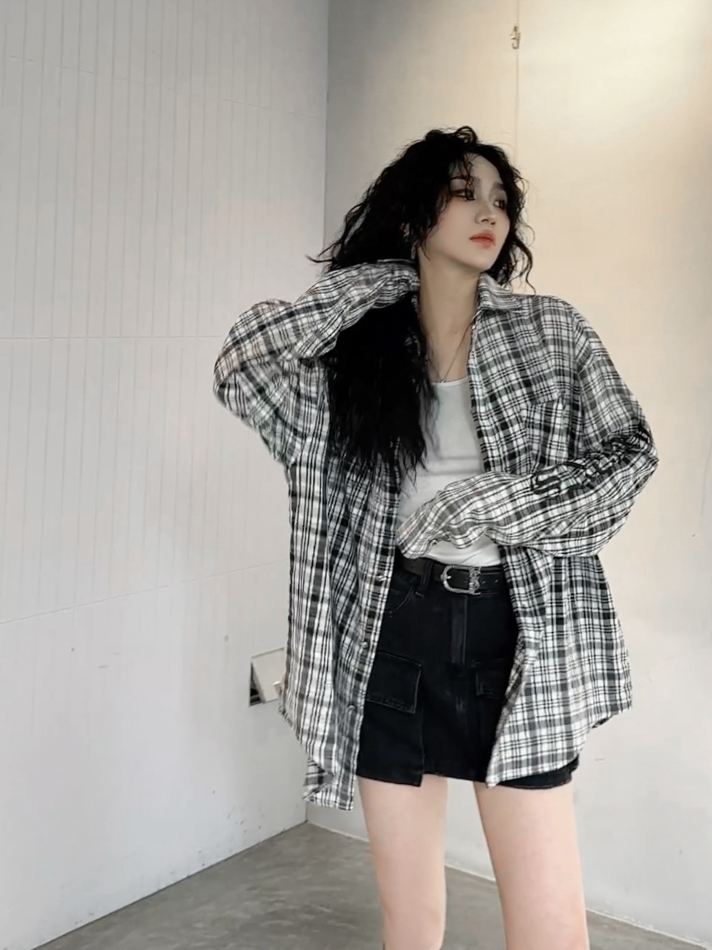 NO:314391,Croxin｜New shirt, grinding cotton fabric feels soft and fleshy, fixed plaid fabric, variegated blended texture, printed design on the front and back of the chest, oversize style, same style for men and women, size Sml, versace, chrome hearts, shirts, alexander wang19860909克罗心｜新款衬衫,磨毛棉面料手感柔软肉感十足,定织格纹面料,杂色混纺质感十足,胸前后背印花设计,oversize版型男女同款,尺码Sml,,versace,chrome hearts,shirts,alexander wang,Women's clothing