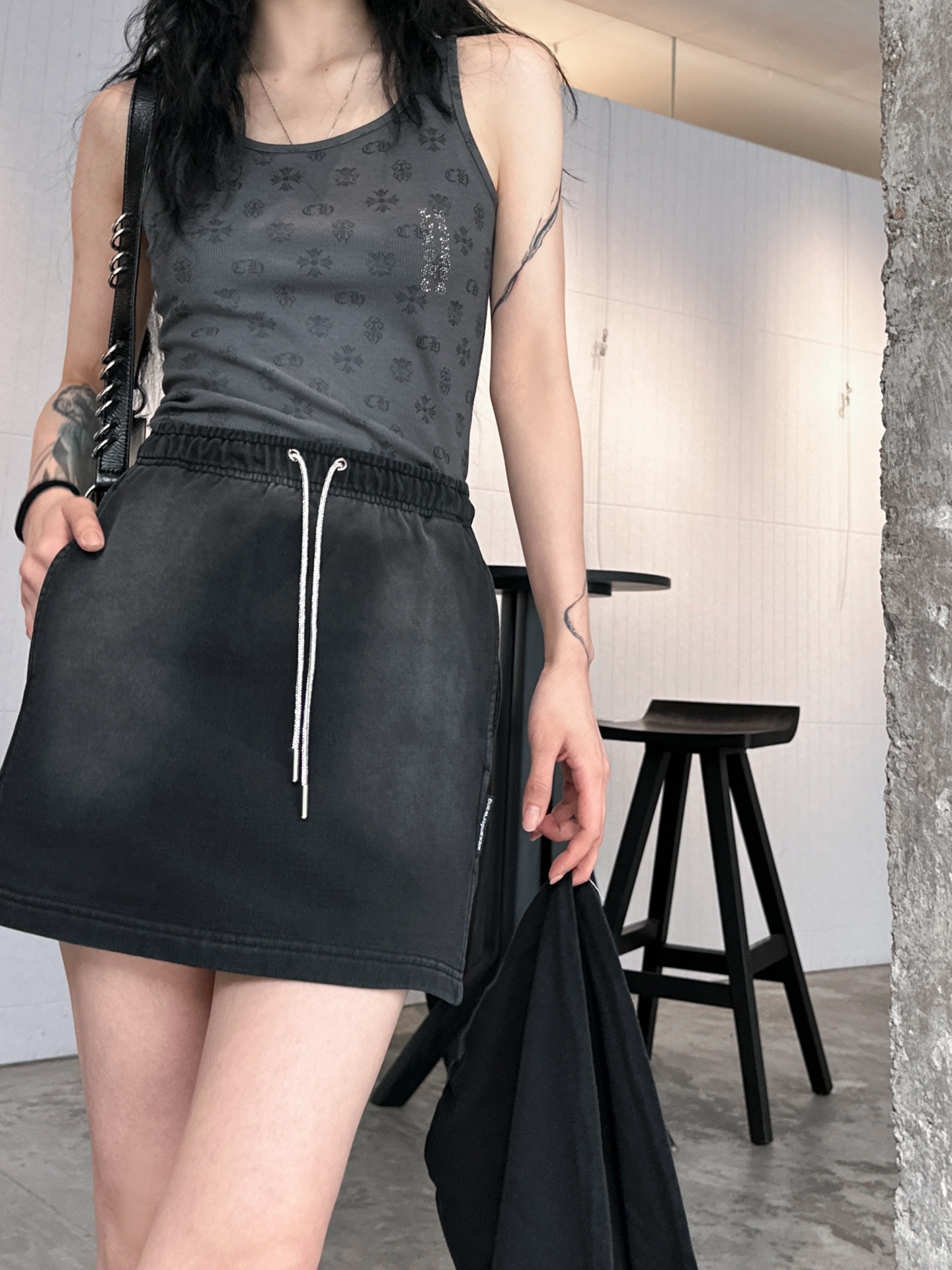 NO:312372,King｜New wash water A-line casual skirt, 100% cotton, elastic waist design, custom full diamond drawstring design, size SML, alexander wang, skirts, alexander wang19860909大王｜新款洗水A字休闲裙,百分百棉,腰部弹力松紧设计,定制满钻抽绳设计感十足,尺码SML,,alexander wang,skirts,alexander wang,Women's clothing