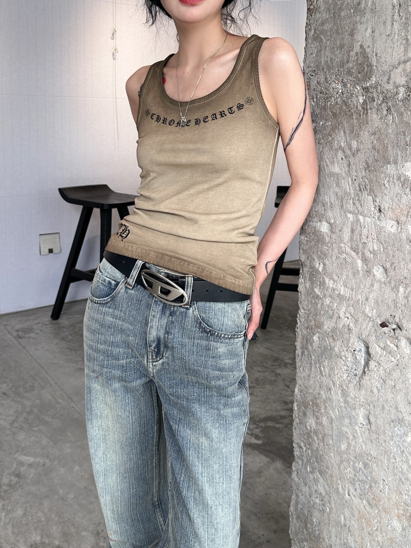 NO:312384,Croxin｜New fried color vest, slim fit vest uses more inclusive high elastic fabric, the whole fried color spray color washing and washing process, making it look slimming and slimming Size SML, chrome hearts, alexander wang19860909克罗心｜新款炒色背心,修身背心采用更加有包容性的高弹面料,整身炒色喷色洗水做旧工艺,显瘦显瘦 尺码SML,,chrome hearts,alexander wang,Women's clothing