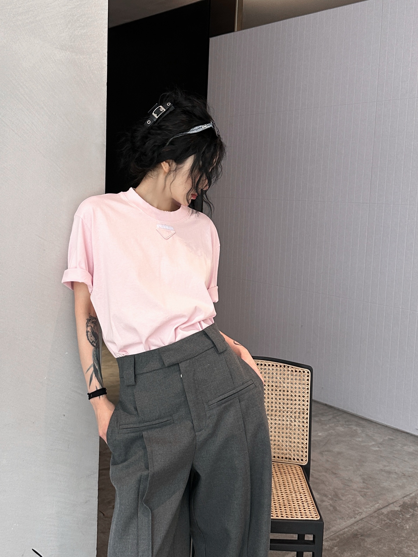 NO:320182,P Home | New Washing Short Sleeve, 100% Cotton is simple and fashionable, not picky, loose silhouette, can be used for commuting and casual inner wear, size SML, T-shirt, alexander wang19860909P家｜新款洗水短袖,百分百棉简单时尚不挑人,宽松廓形,通勤休闲内搭皆可,尺码SML,,T-shirt,alexander wang,Women's clothing