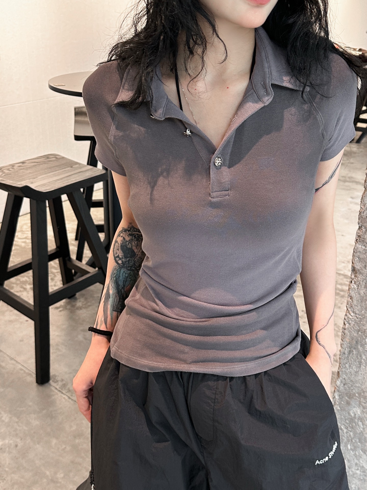 NO:323532,Croxin｜New wash water spray color short-sleeved polo, silk cotton fabric is skin-friendly and soft, comfortable and stylish, size SML, chrome hearts, T-shirt, alexander wang19860909克罗心｜新款洗水喷色短袖polo,人丝人棉面料亲肤柔顺,舒适有型, 尺码SML,,chrome hearts,T-shirt,alexander wang,Women's clothing