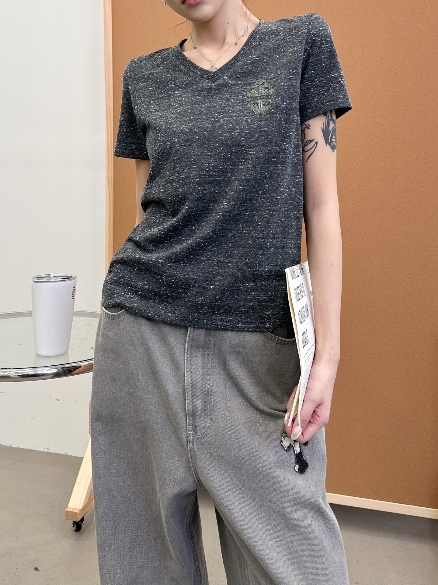 NO:457976,Croxin | New short-sleeved T-shirt, classic printed logo, cotton-blend special fabric, size sml, chrome hearts, T-shirt, alexander wang19860909克罗心 ｜ 新款短袖t,经典印花标,人棉混纺特殊面料,尺码sml,,chrome hearts,T-shirt,alexander wang,Women's clothing