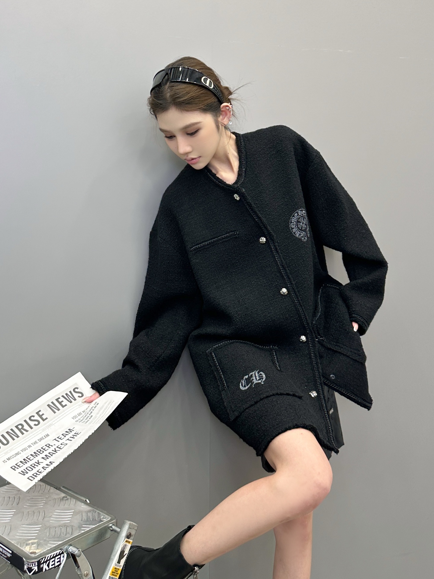 NO:460953,Croxin | New coarse jacket, ready-to-wear printing technology and classic hardware accessories, wool coarse fabric, fashionable and high-end feel, same style for men and women, size sml, chrome hearts, jackets & coats, alexander wang19860909克罗心 ｜ 新款粗纺外套,成衣印花工艺加经典五金辅料,羊毛粗纺面料,时尚高级感拉满,男女同款,尺码sml,,chrome hearts,jackets & coats,alexander wang,Women's clothing