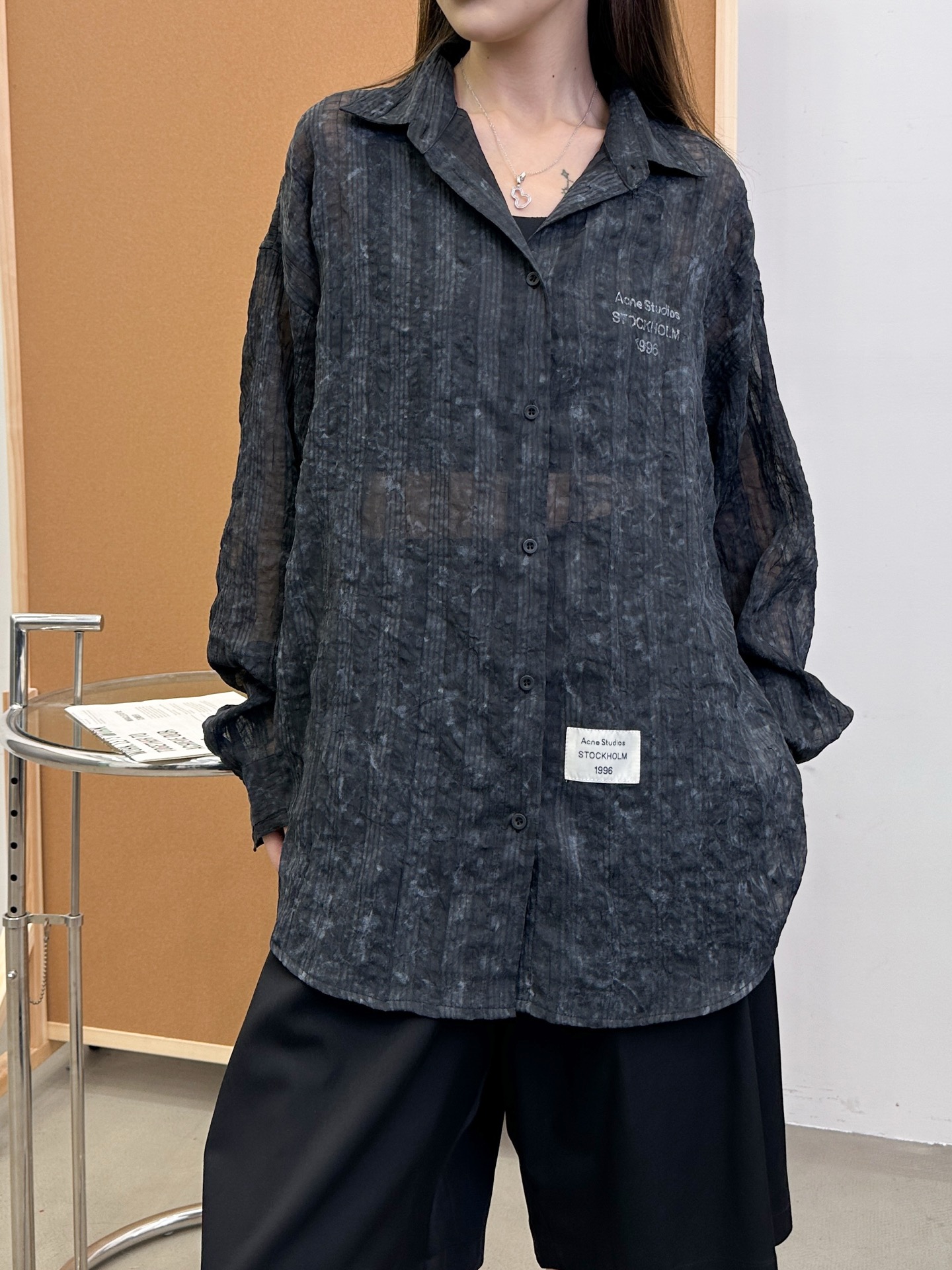 NO:464756,Acne | New shirt, classic printed standard plush washing process, imported special plaid fabric, same style for men and women, size sml, acne studios, alexander wang19860909Acne ｜ 新款衬衣,经典印花标加成衣洗水工艺,进口特殊暗格面料,男女同款,尺码sml,,acne studios,alexander wang,Women's clothing