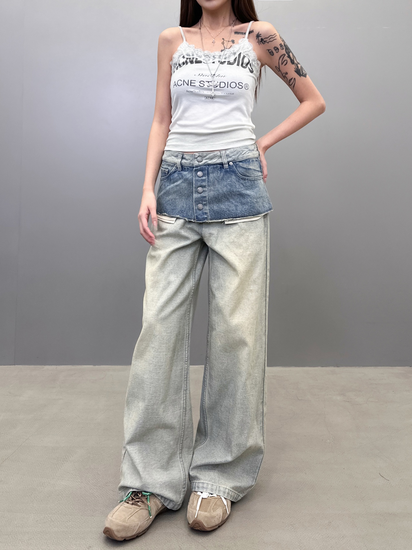 NO:469711,Acne | New style of jeans, fake two-piece style, ready-to-wear secondary separation washing process, personality and fashion, size sml, acne studios, jeans, alexander wang19860909Acne ｜ 新款牛仔裤,假两件款式,成衣二次分离洗水工艺,个性时尚,尺码sml,,acne studios,jeans,alexander wang,Women's clothing