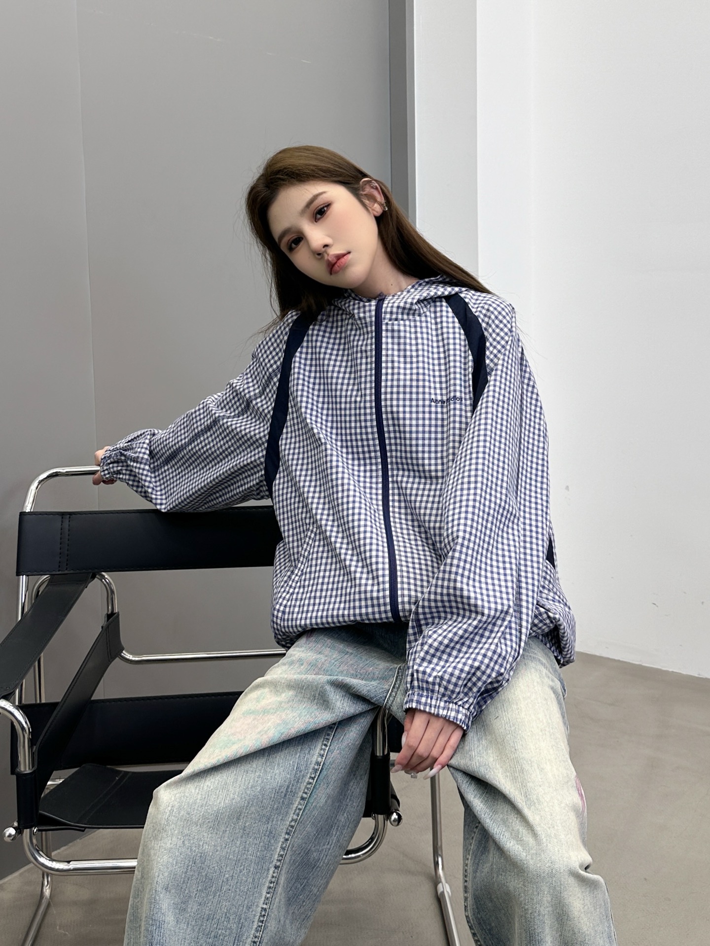 NO:469673,Acne | New casual tops, classic embroidery logo, contrasting color splicing technology, custom plaid cotton fabric, same style for men and women, size sml, acne studios, alexander wang19860909Acne ｜ 新款休闲上衣,经典刺绣标,撞色拼接工艺,定制格子全棉面料,男女同款,尺码sml,,acne studios,alexander wang,Women's clothing