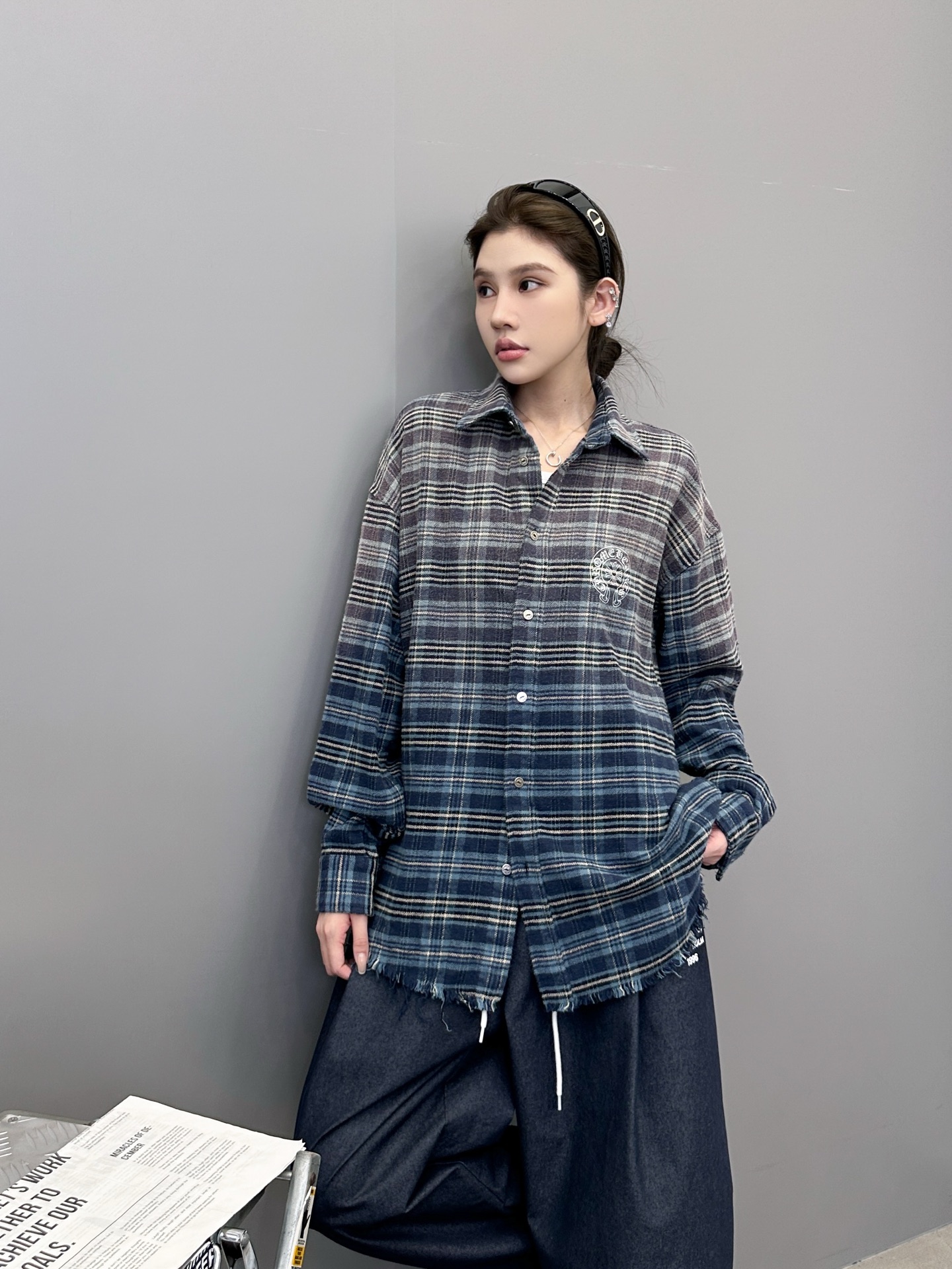 NO:487035,Croxin | New plaid shirt, ready-to-wash washing water spray hanging technology and front and back printing, same style for men and women, new plaid fabric, size sml, chrome hearts, alexander wang19860909克罗心 ｜ 新款格纹衬衣,成衣洗水喷色吊磨工艺加前后印花,男女同款,新款格纹面料,尺码sml,,chrome hearts,alexander wang,Women's clothing