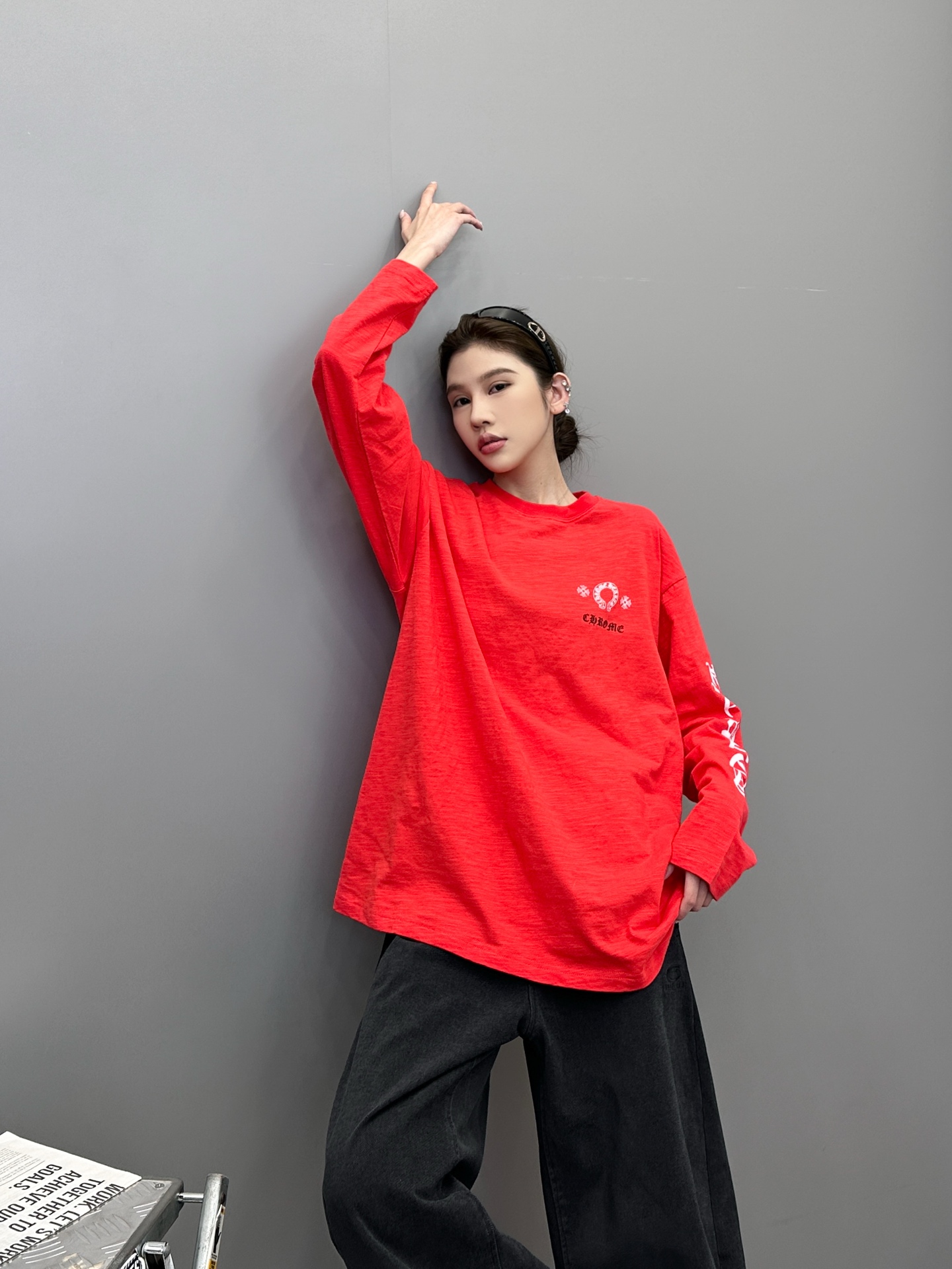 NO:502705,Croxin | New long-sleeved T, printing process around the front and back of laundry washing water, same style for men and women, size sml, chrome hearts, alexander wang19860909克罗心 ｜ 新款长袖t,成衣洗水前后四处印花工艺,男女同款,尺码sml,,chrome hearts,alexander wang,Women's clothing