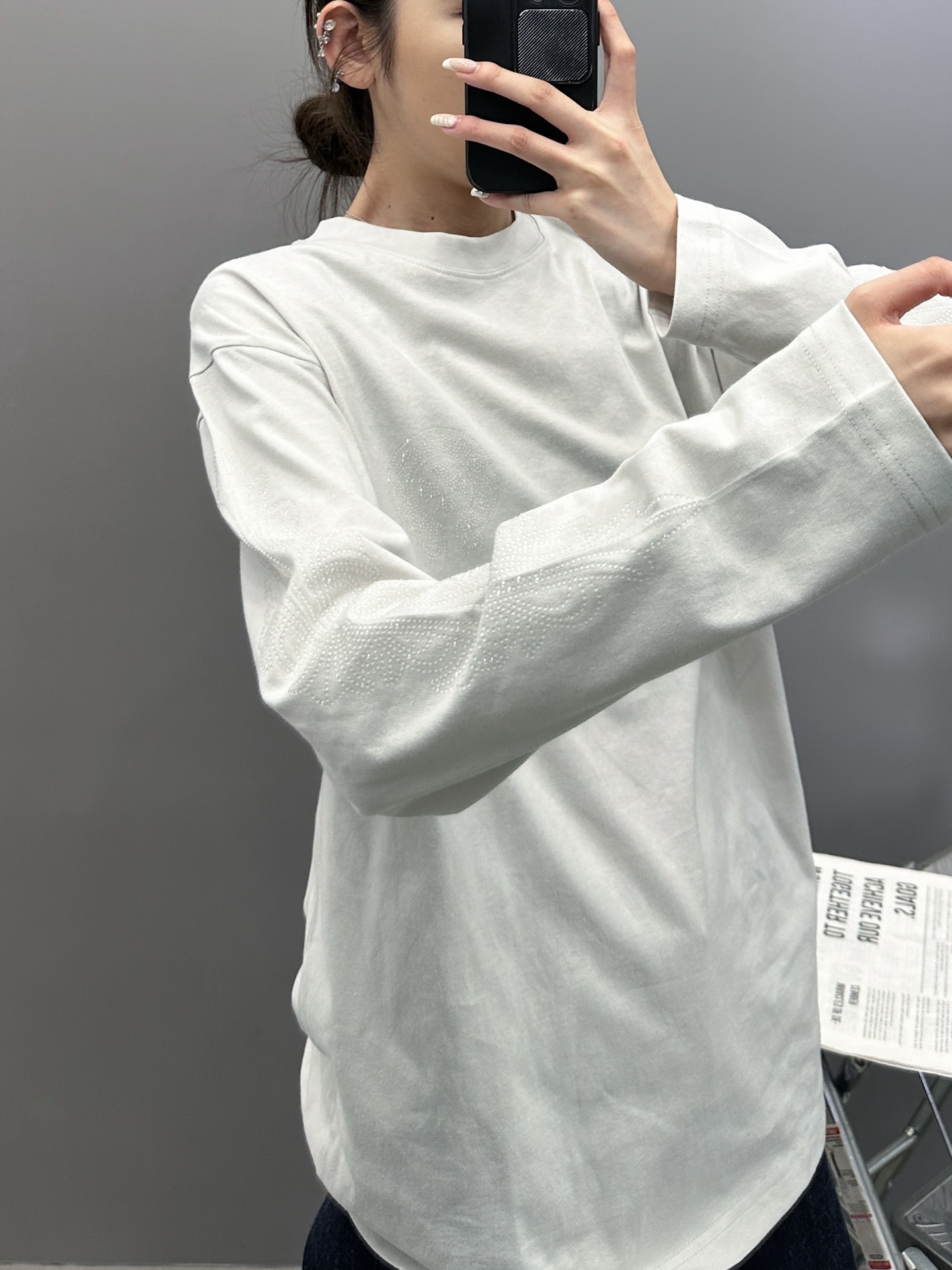 NO:507795,Croxin | New long-sleeved T, laundry washing and slurry craftsmanship, casual and fashionable, size sml, chrome hearts, alexander wang19860909克罗心 ｜ 新款长袖t,成衣洗水烫钻工艺,休闲时尚,尺码sml,,chrome hearts,alexander wang,Women's clothing