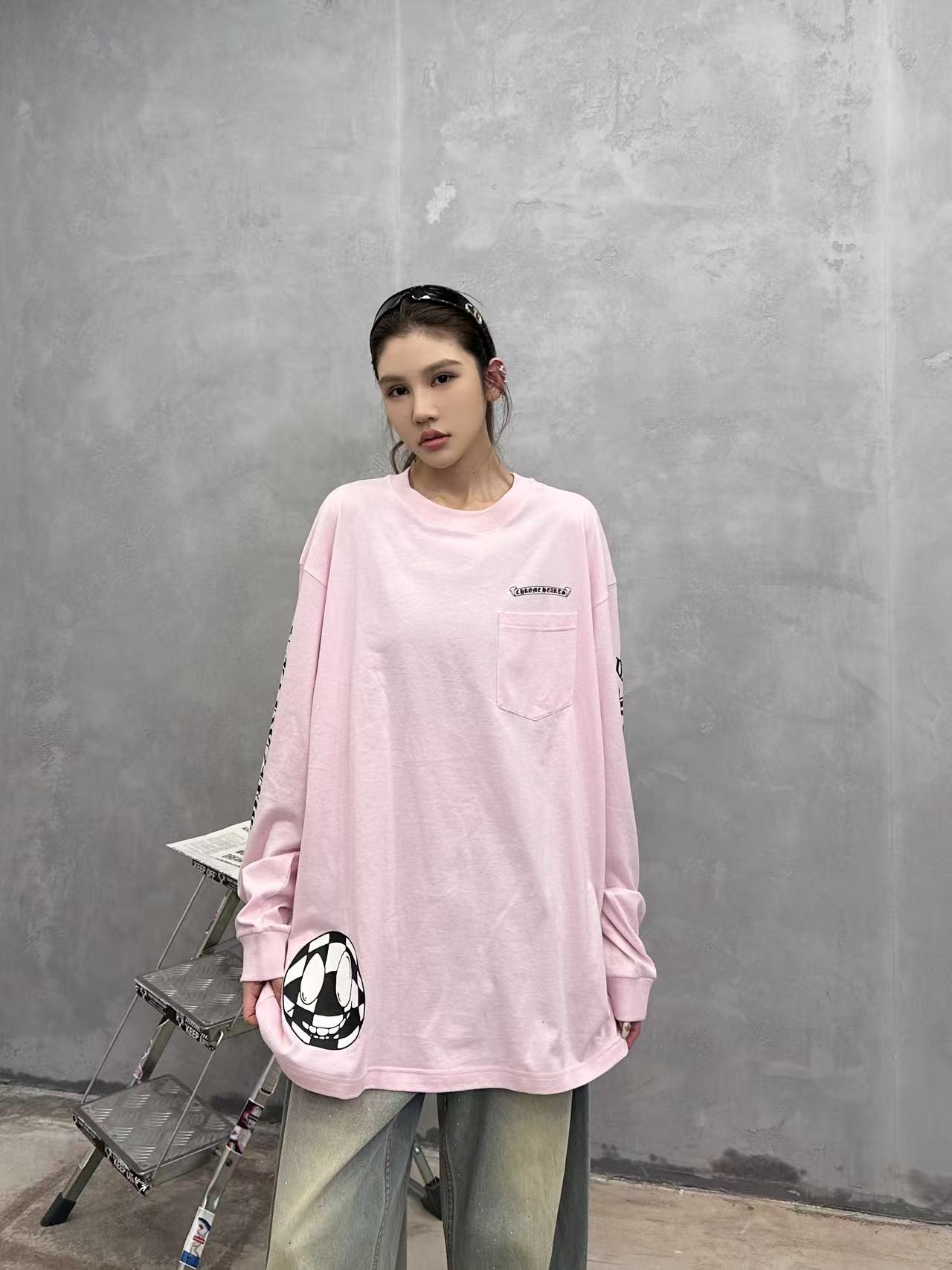 NO:565102,Chrome Hearts ｜ New long-sleeved T-shirt, ready-to-wear washing process and 6 printings on the whole body, same style for men and women, size sml,, chrome hearts, alexander wang19860909克罗心 ｜ 新款长袖t,成衣洗水工艺加全身6处印花,男女同款,尺码sml,,chrome hearts,alexander wang,Women's clothing