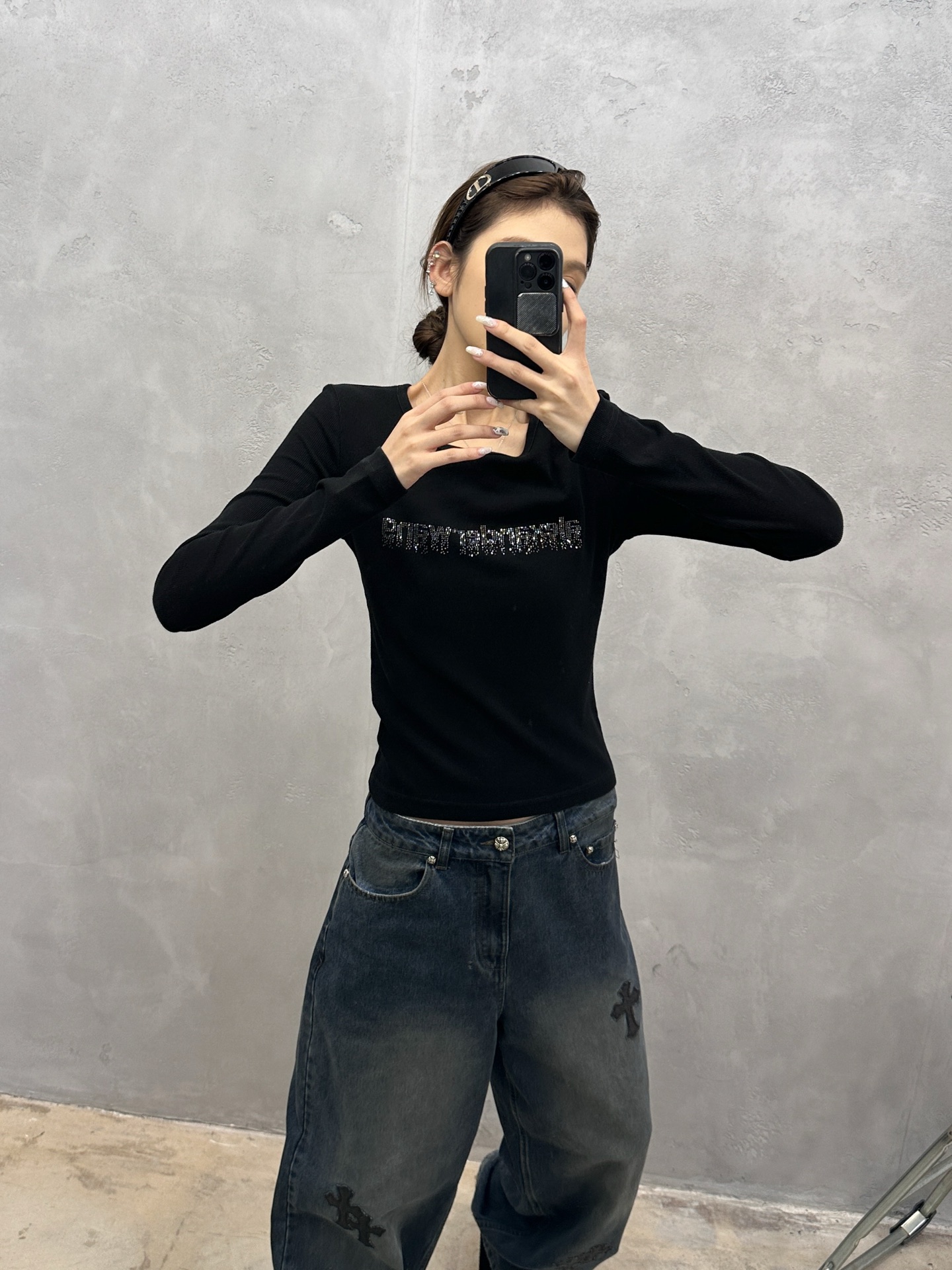 NO:566955,King ｜ New long-sleeved bottoming, ready-made garments washed and ironed, casual fashion, size sml,, alexander wang, alexander wang19860909大王 ｜ 新款长袖打底,成衣洗水烫钻工艺,休闲时尚,尺码sml,,alexander wang,alexander wang,Women's clothing