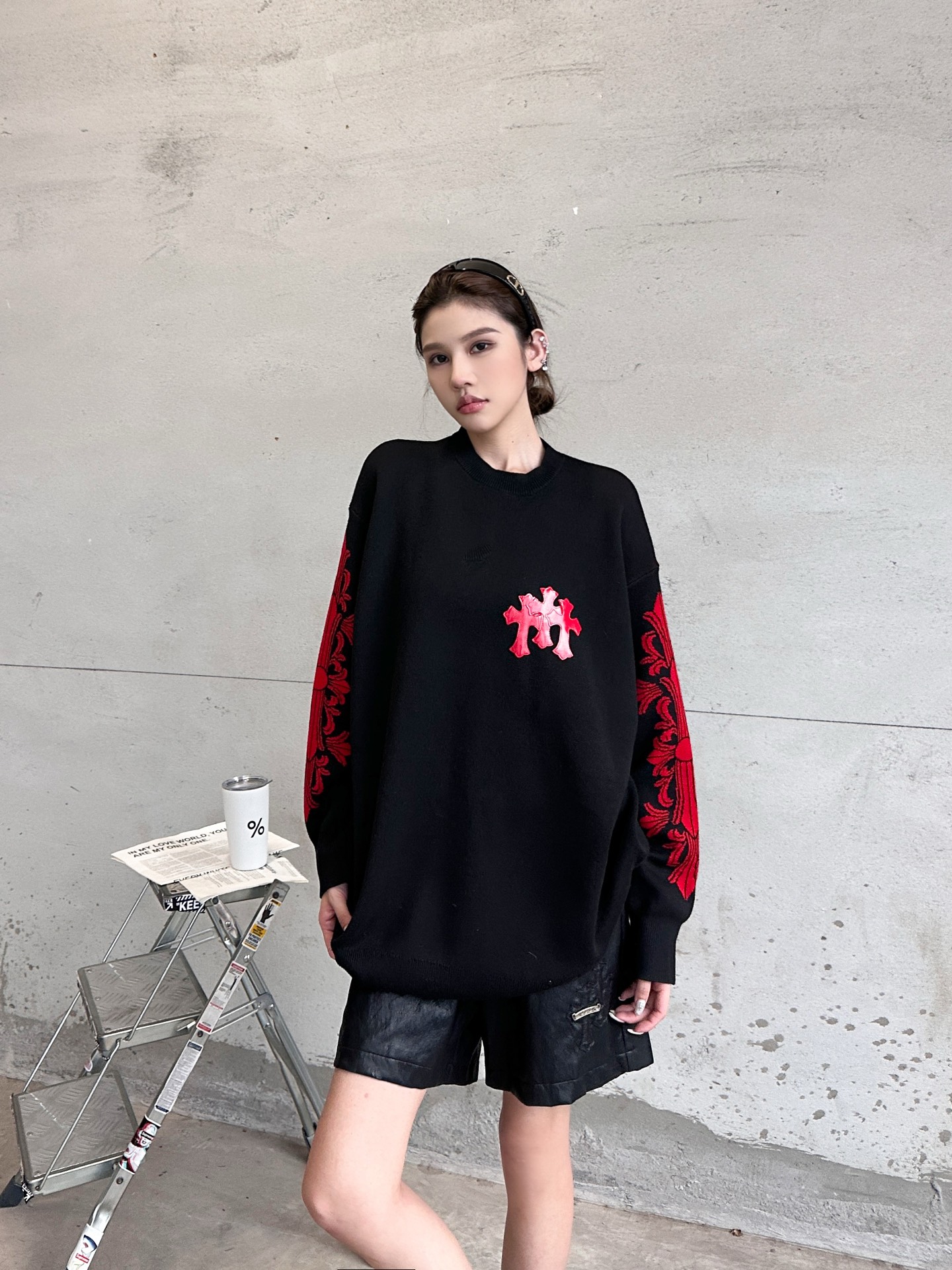 NO:575983,Chrome Hearts | New wool top, hand-embroidered cross mark, wool blend jacquard pattern, casual fashion, same style for men and women, size sml,, chrome hearts, alexander wang19860909克罗心 ｜ 新款羊毛上衣,手工刺绣十字标,羊毛混纺提花图案,休闲时尚,男女同款,尺码sml,,chrome hearts,alexander wang,Women's clothing