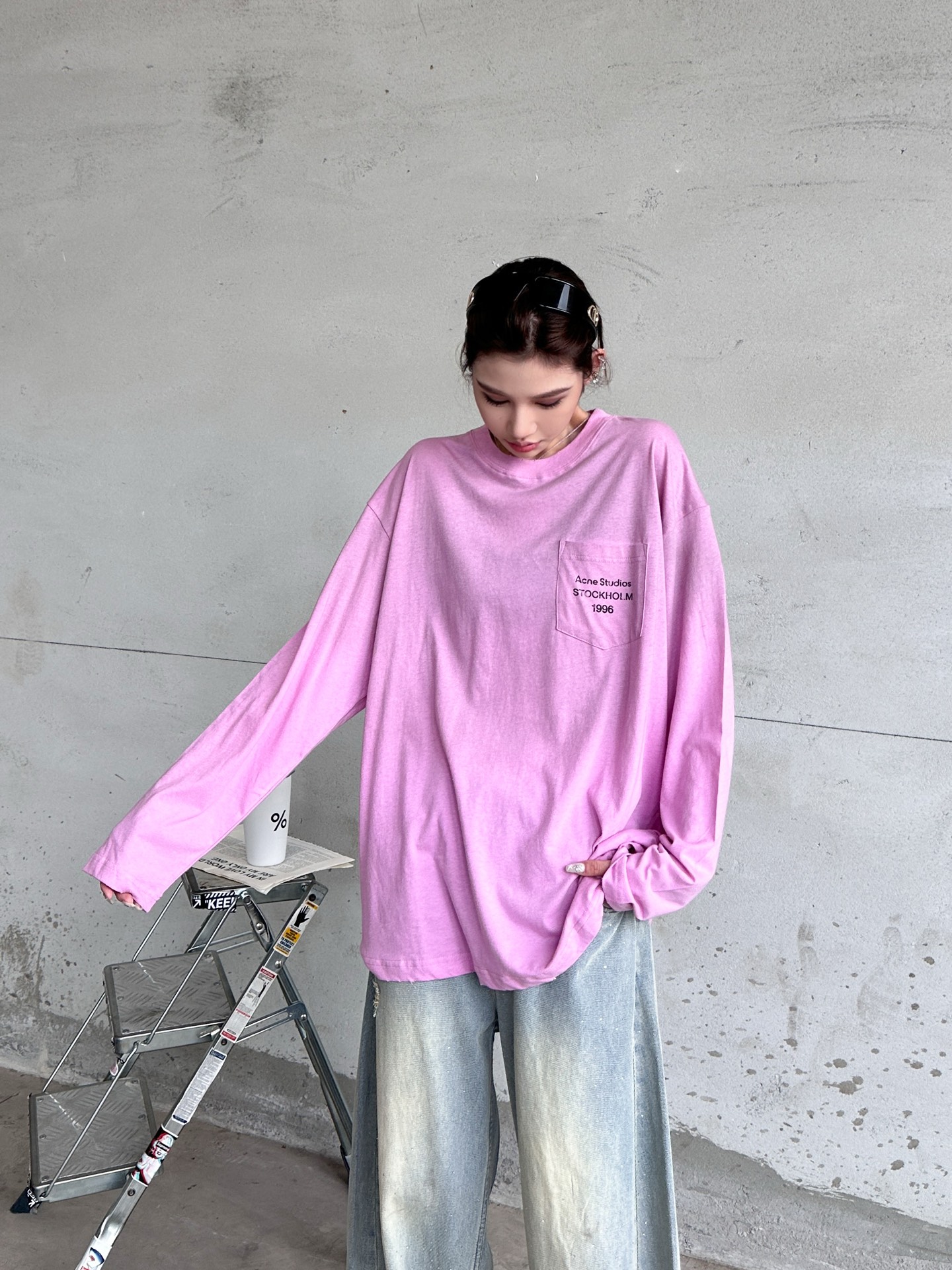 NO:575984,Acne ｜ New long-sleeved t-shirt, ready-to-wear washed, color-sprayed and printed, linen cotton fabric imported from Japan, same style for men and women, size sml,,acne studios,alexander wang19860909Acne ｜ 新款长袖t,成衣洗水喷色吊磨工艺加印花,日本进口亚麻棉面料,男女同款,尺码sml,,acne studios,alexander wang,Women's clothing