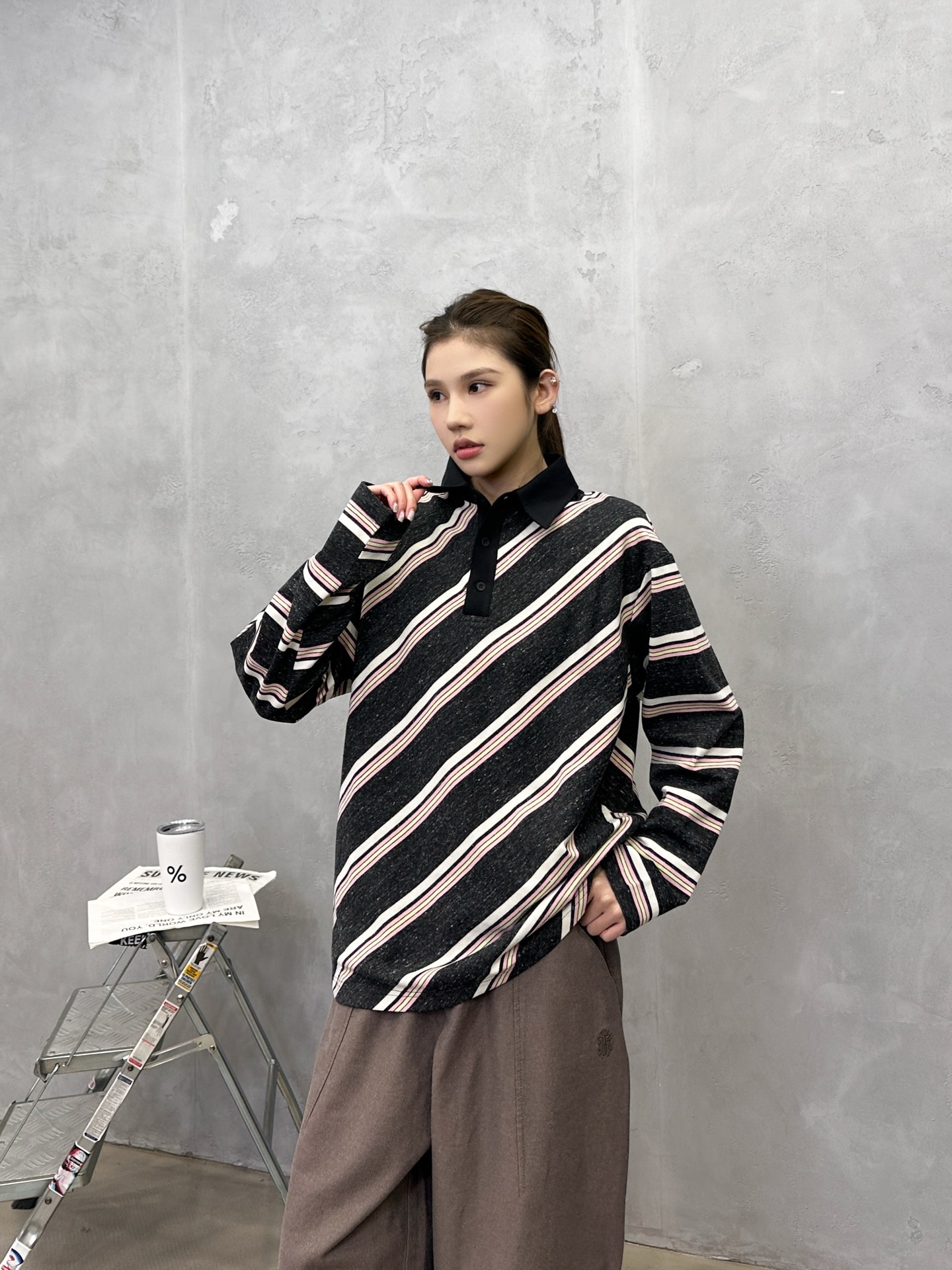 NO:588507,Acne | New long-sleeved polo, garment washing and softening process, special custom-woven striped fabric, casual fashion, size sml,,acne studios,alexander wang19860909Acne ｜ 新款长袖polo,成衣洗水加软工艺,特殊定织条纹面料,休闲时尚,尺码sml,,acne studios,alexander wang,Women's clothing