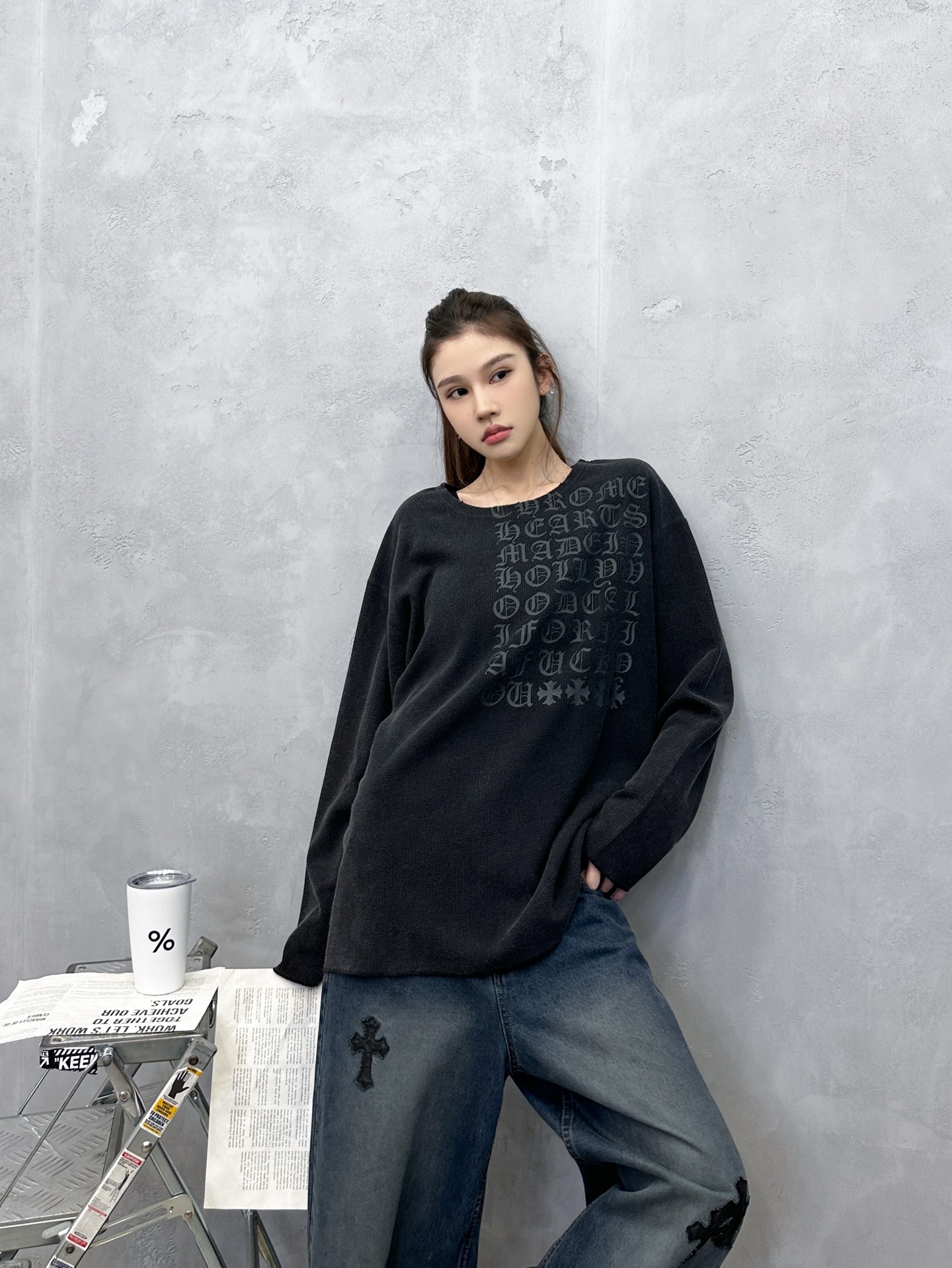 NO:588546,Chrome Hearts ｜ New long-sleeved t-shirt, ready-to-wear washed and fried hanging process plus ready-to-wear printing, classic waffle fabric, same style for men and women, size sml,, chrome hearts, alexander wang19860909克罗心 ｜ 新款长袖t,成衣洗水炒色吊磨工艺加成衣印花,经典华夫格面料,男女同款,尺码sml,,chrome hearts,alexander wang,Women's clothing
