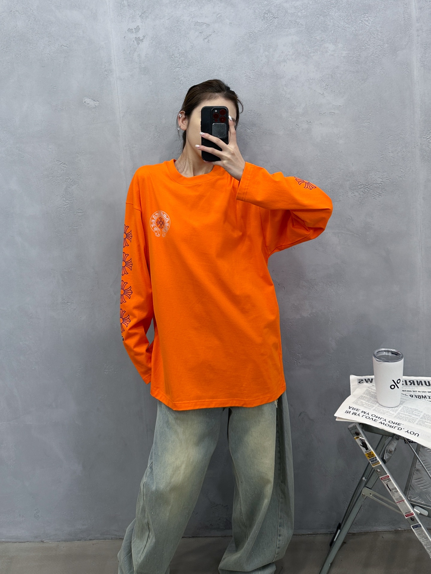 NO:588566,Chrome Hearts ｜ New long-sleeved t-shirt, ready-made garments washed with 5 printing techniques, same style for men and women, size sml,, chrome hearts, alexander wang19860909克罗心 ｜ 新款长袖t,成衣洗水加5处印花工艺,男女同款,尺码sml,,chrome hearts,alexander wang,Women's clothing