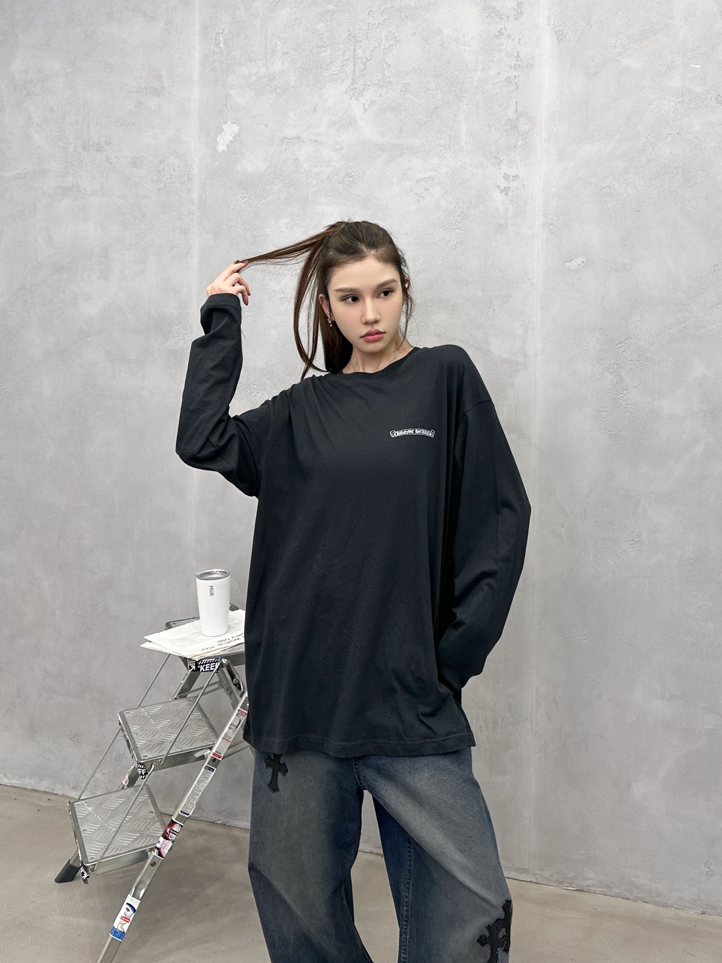 NO:591385,Chrome Hearts | New long-sleeved T-shirt, garment washing process plus 4 printings, linen cotton fabric imported from Japan, same style for men and women, size sml,, chrome hearts, alexander wang19860909克罗心 ｜ 新款长袖t,成衣洗水工艺加4处印花,日本进口亚麻棉面料,男女同款,尺码sml,,chrome hearts,alexander wang,Women's clothing