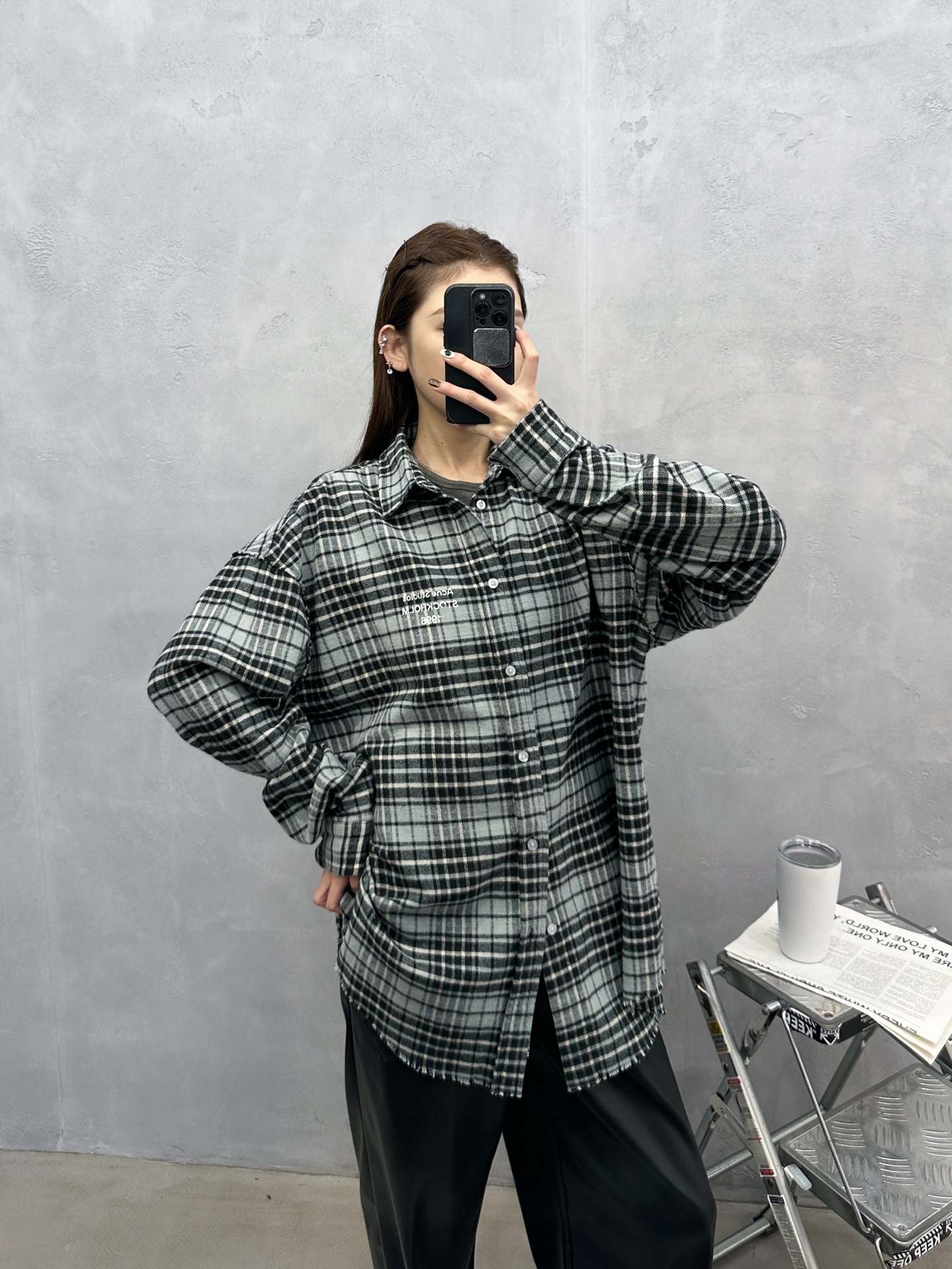NO:591398,l Acne ｜ New casual shirt, ready-to-wear printed before and after washing, plus cotton yarn-dyed plaid fabric, same style for men and women, size sml,,acne studios,loro piana,alexander wang19860909l Acne ｜ 新款休闲衬衣,成衣洗水前后印花工艺加全棉色织格纹面料,男女同款,尺码sml,,acne studios,loro piana,alexander wang,Women's clothing