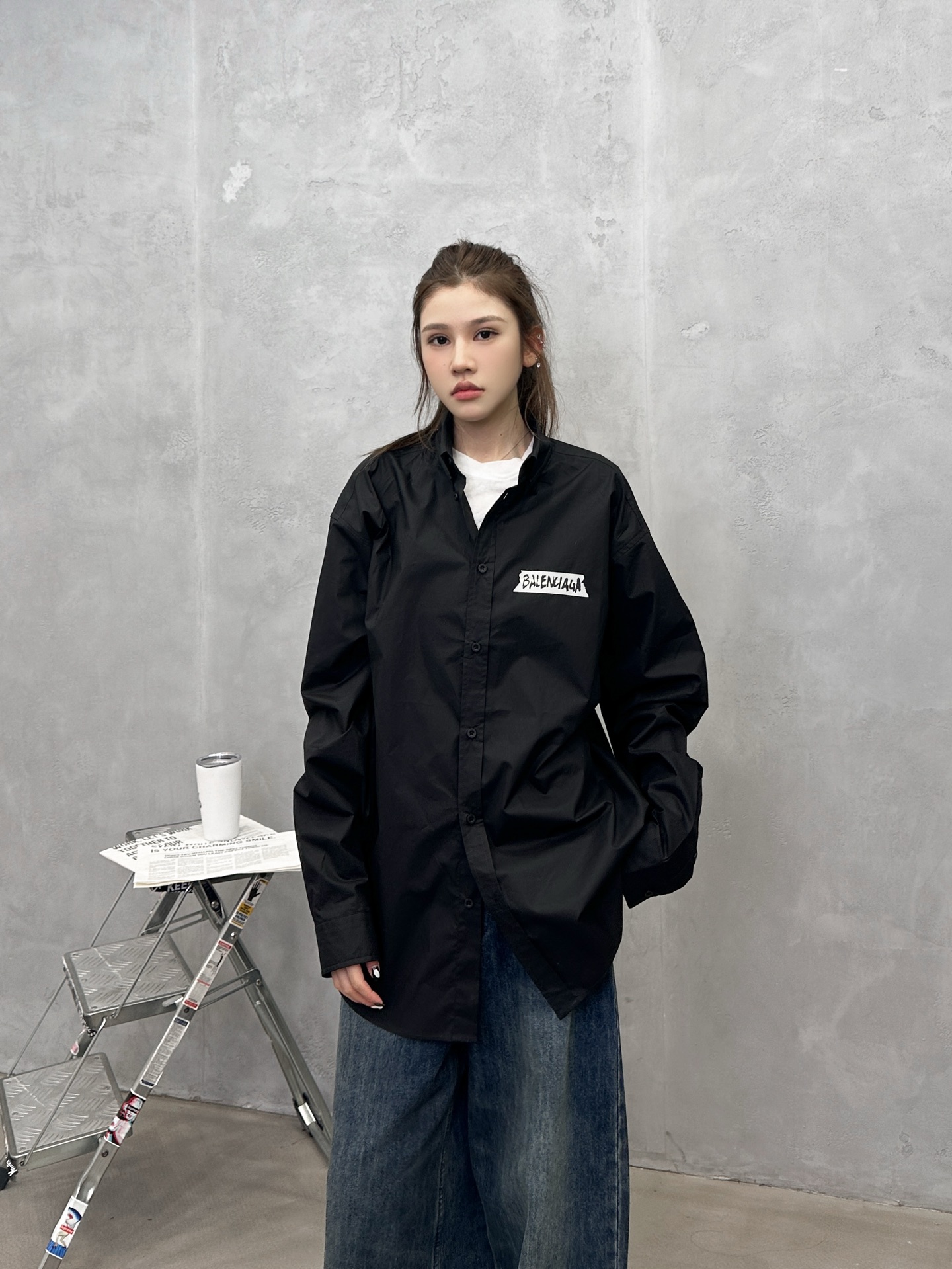 NO:606726,Paris | New casual shirts, ready-to-wear washed and softened, multi-layer imitation tape printing, high-density cotton shirt fabric imported from Japan, same style for men and women, size sml,, alexander wang19860909巴黎 ｜ 新款休闲衬衣,成衣洗水加软工艺,多层次仿胶布印花,日本进口高密全棉衬衣面料,男女同款,尺码sml,,alexander wang,Women's clothing