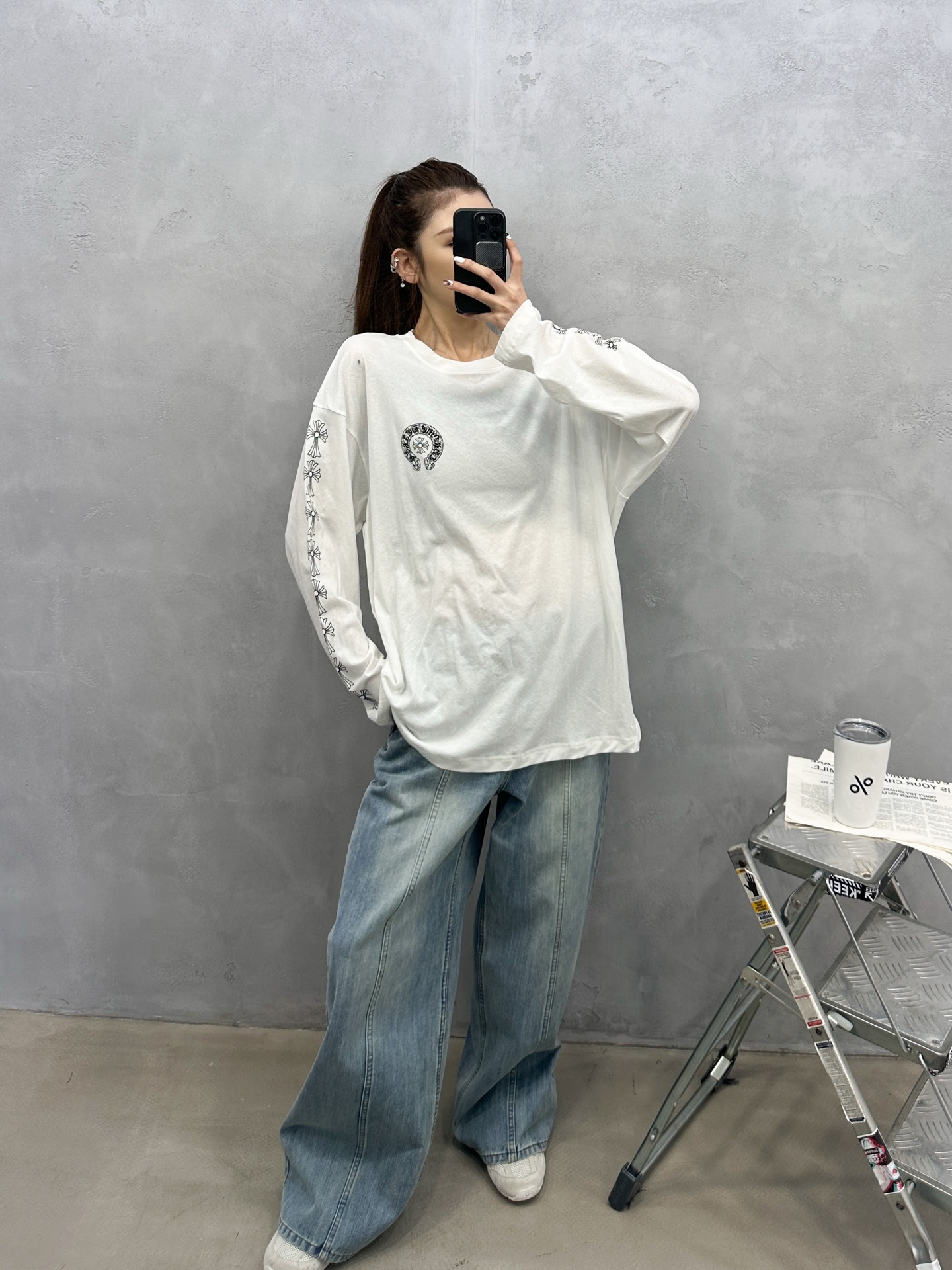 NO:629003,Chrome Hearts ｜ New long-sleeved t-shirt, ready-to-wear washed with 4 printing techniques, fashionable and casual, same style for men and women, size sml,, chrome hearts, alexander wang19860909克罗心 ｜ 新款长袖t,成衣洗水加4处印花工艺,时尚休闲,男女同款,尺码sml,,chrome hearts,alexander wang,Women's clothing