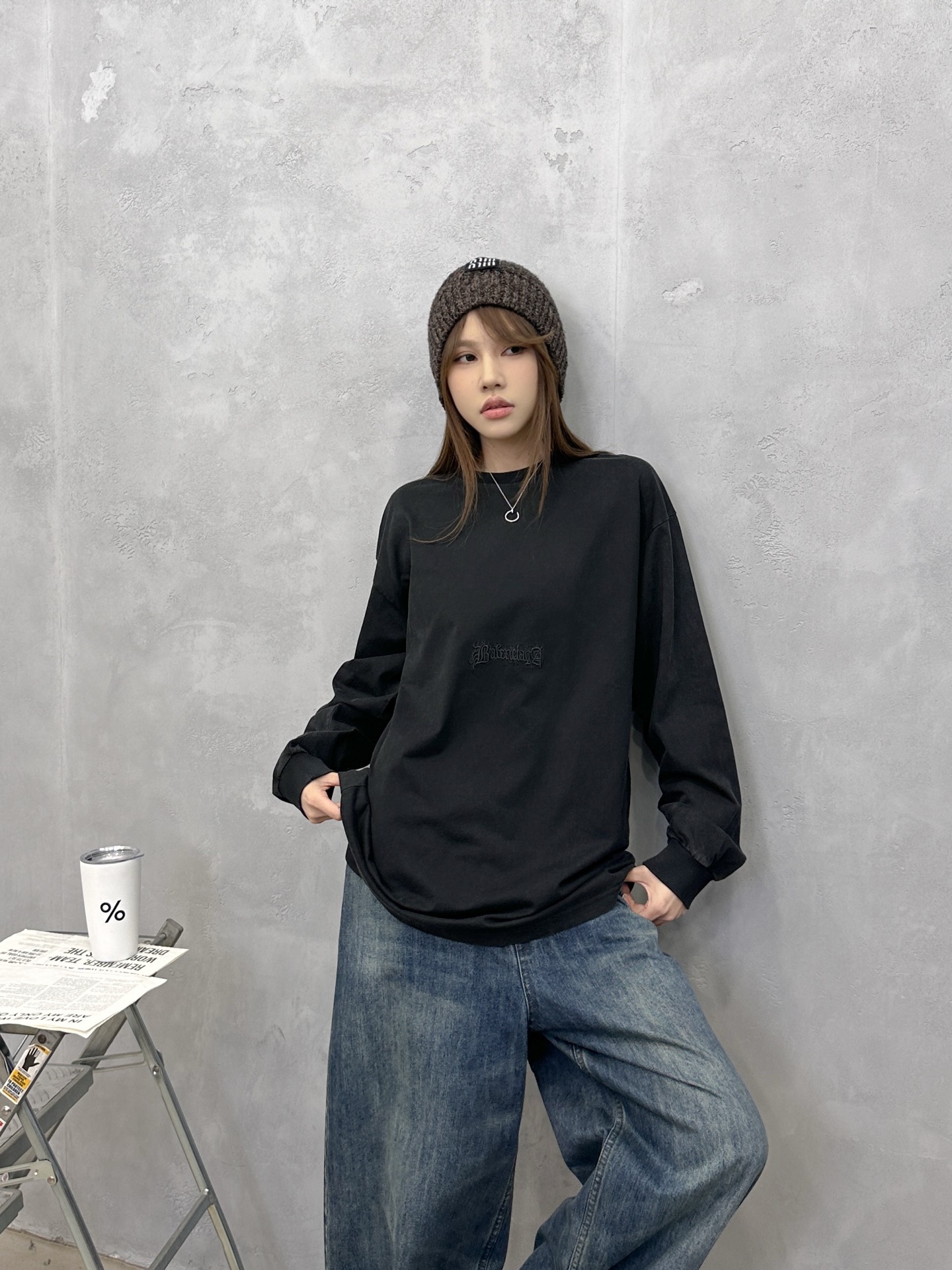 NO:658290,Paris | New long-sleeved t-shirt, ready-to-wear washed and fried with classic embroidery on the front and back, same style for men and women, size sml,, alexander wang19860909巴黎 ｜ 新款长袖t,成衣洗水炒色工艺加前后经典刺绣,男女同款,尺码sml,,alexander wang,Women's clothing