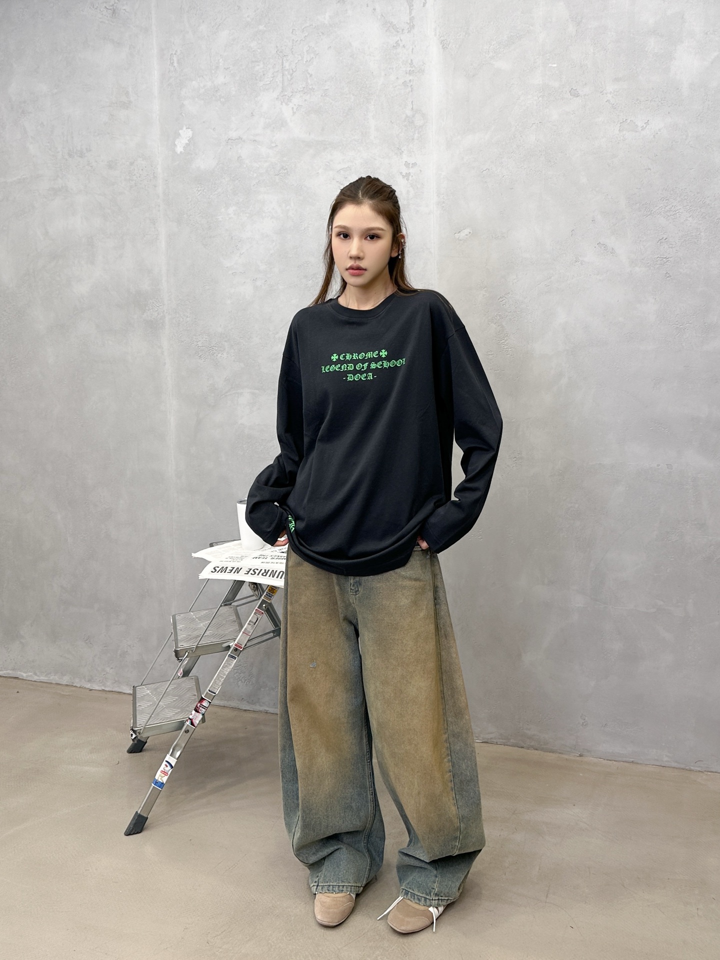 NO:663523,Chrome Hearts ｜ New long-sleeved t-shirt, ready-to-wear washed with multiple printing techniques, fashionable and casual, same style for men and women, size sml,, chrome hearts,  19860909克罗心 ｜ 新款长袖t,成衣洗水加多处印花工艺,时尚休闲,男女同款,尺码sml,,chrome hearts, ,Women's clothing