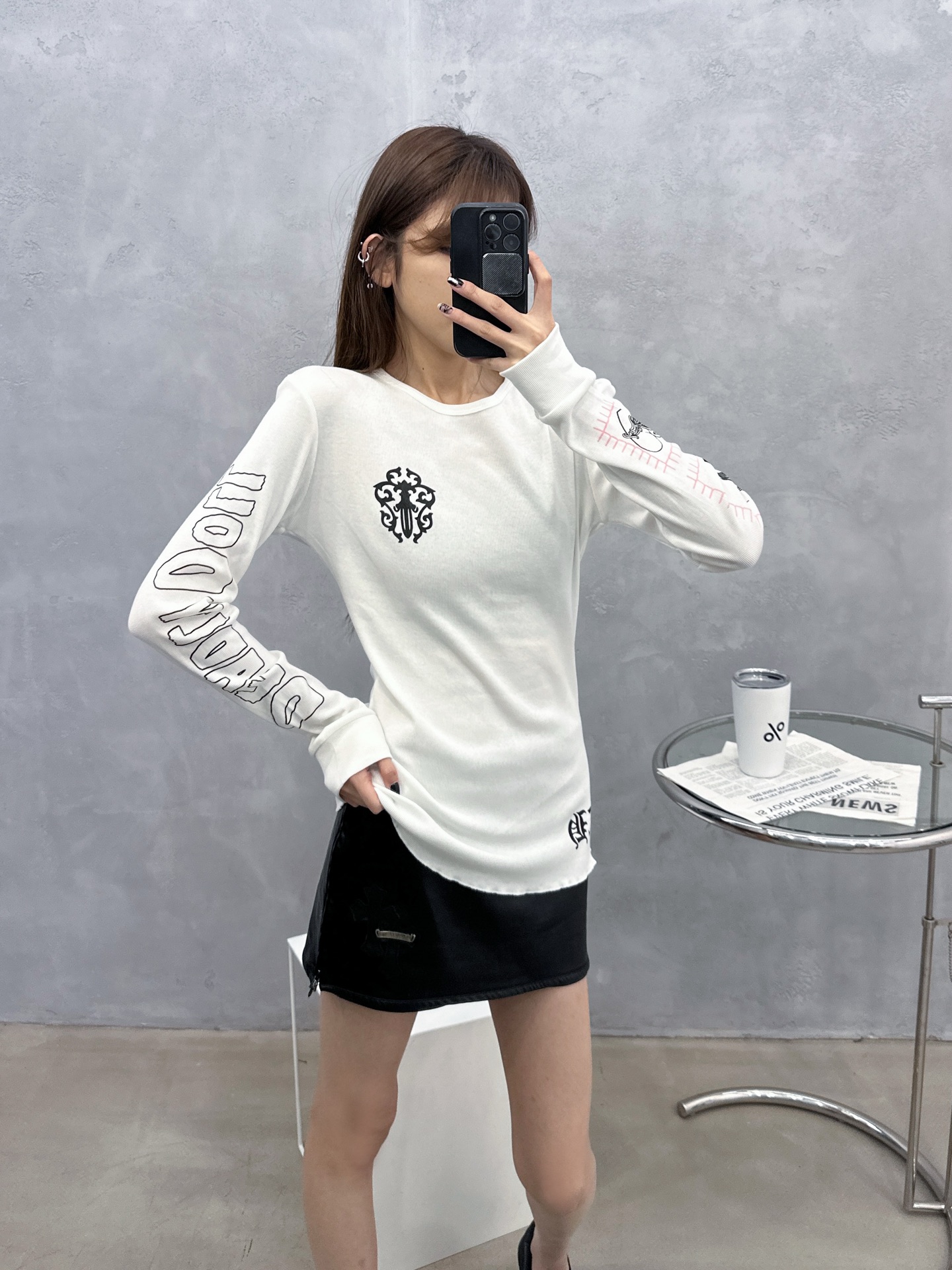 NO:694545,Chrome Hearts | New long-sleeved base layer, imported mulberry silk blended fabric, 6 printing techniques all over the body, fashionable and casual, size sml,,chrome hearts,19860909克罗心 ｜ 新款长袖打底,进口桑蚕丝混纺面料,全身6处印花工艺,时尚休闲,尺码sml,,chrome hearts,,Women's clothing