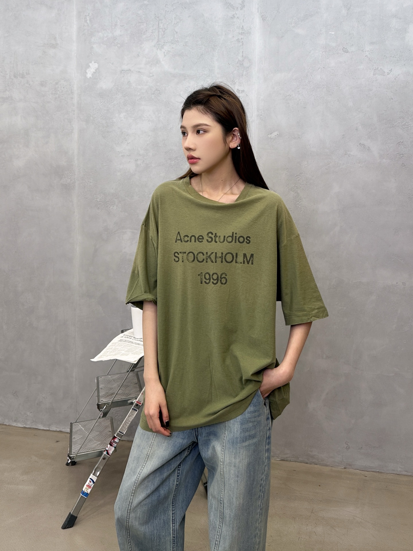 NO:712734,Acne | New short-sleeved t-shirt, ready-to-wear washed and spray-printed, linen cotton fabric imported from Japan, same style for men and women, size sml,,acne studios,T-shirt,19860909Acne ｜ 新款短袖t,成衣洗水吊磨喷色印花工艺,日本进口亚麻棉面料,男女同款,尺码sml,,acne studios,T-shirt,,Women's clothing