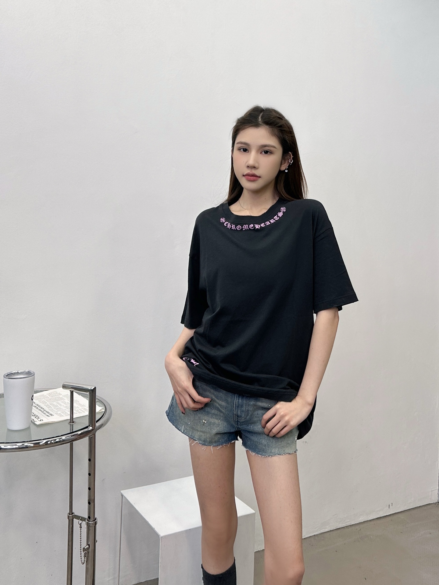 NO:716533,Chrome Hearts | New short-sleeved t-shirt, ready-to-wear washed and polished with multiple printing techniques, linen cotton fabric imported from Japan, same style for men and women, size sml,, chrome hearts, T-shirt,19860909克罗心 ｜ 新款短袖t,成衣洗水吊磨加多处印花工艺,日本进口亚麻棉面料,男女同款,尺码sml,,chrome hearts,T-shirt,,Women's clothing