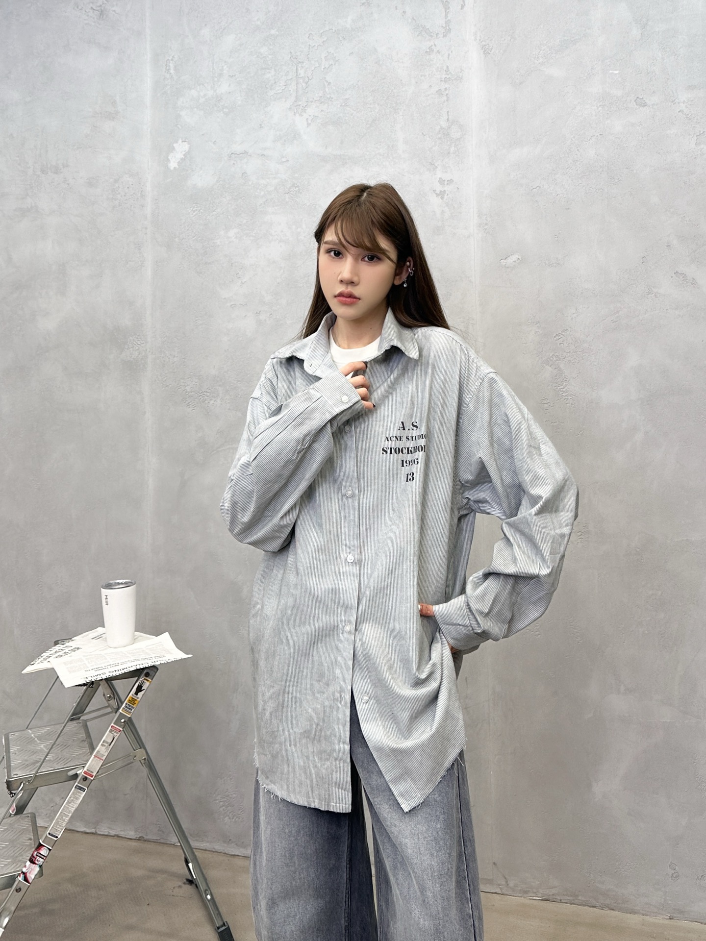 NO:729954,Acne | New casual shirts, ready-to-wear washed and color-printed fishbone superimposition technology, cotton and linen fabrics imported from Japan, same style for men and women, size sml,,acne studios,19860909Acne ｜ 新款休闲衬衣,成衣洗水喷色印花鱼骨叠加工艺,日本进口棉麻面料,男女同款,尺码sml,,acne studios,,Women's clothing