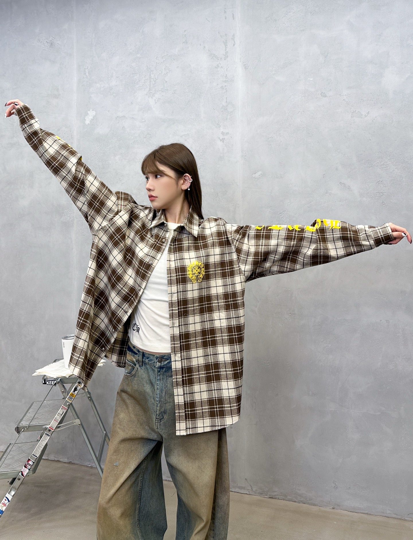 NO:731754,Chrome Hearts ｜ New casual shirt, ready-to-wear washed and multi-place flocking printing process, brand-dyed cotton plaid fabric, same style for men and women, size sml,,chrome hearts,19860909克罗心 ｜ 新款休闲衬衣,成衣洗水加多处植绒印花工艺,品牌色织全棉格子面料,男女同款,尺码sml,,chrome hearts,,Women's clothing