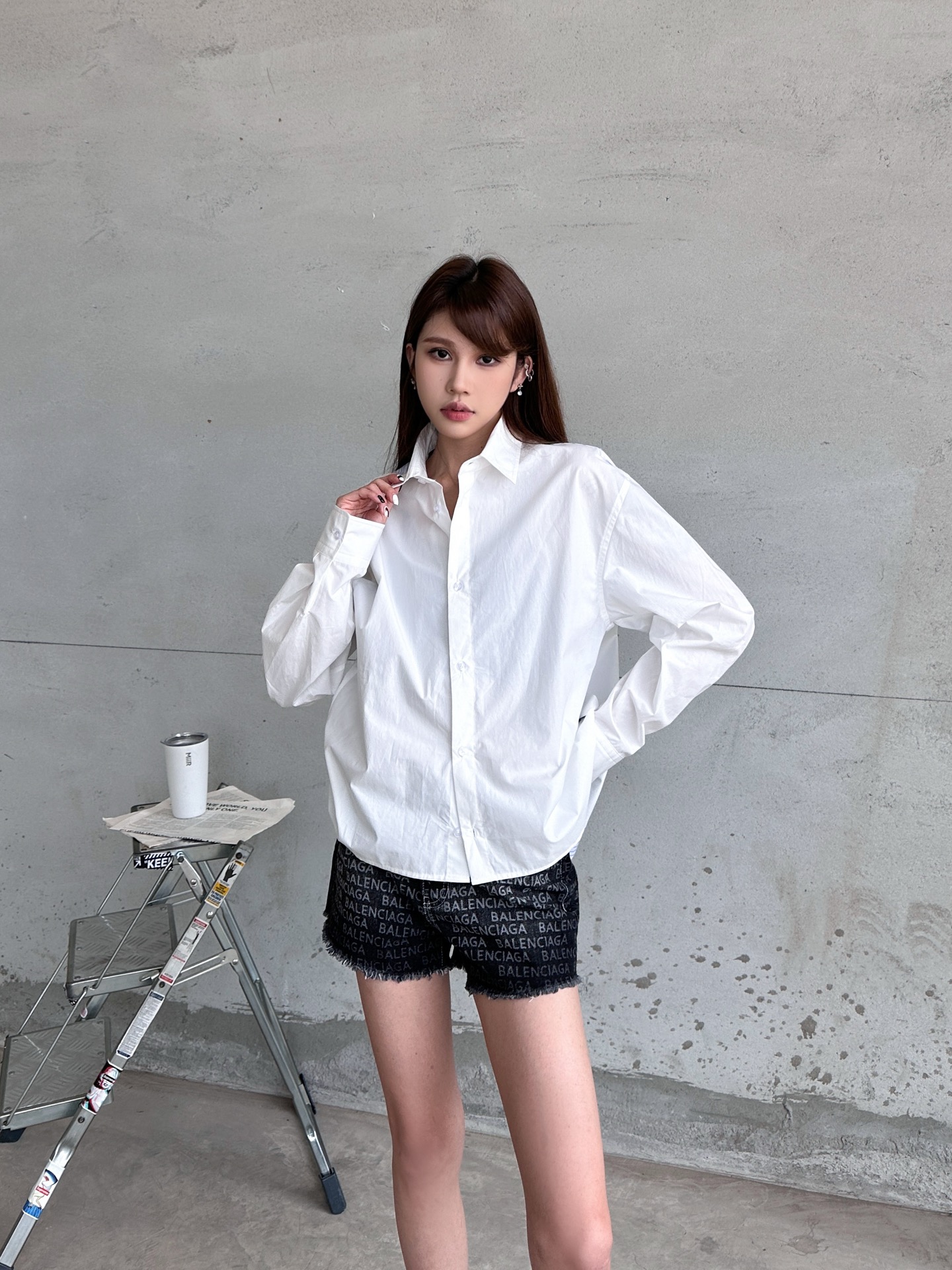 NO:738728,Acne | New casual shirt, imported high-density cotton spliced ​​striped fabric, special structure style, casual and fashionable, size sml,,acne studios,19860909Acne ｜ 新款休闲衬衣,进口高密棉拼接条纹面料,特别结构款式,休闲时尚,尺码sml,,acne studios,,Women's clothing