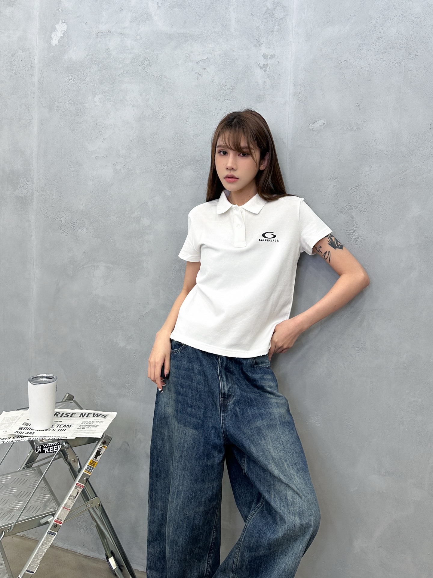 NO:739160,Paris | New short-sleeved polo, ready-to-wear, washed, color-sprayed, and classic embroidered logo, casual and fashionable, size sml,, T-shirt,19860909巴黎 ｜ 新款短袖polo,成衣洗水喷色吊磨工艺加经典刺绣标,休闲时尚,尺码sml,,T-shirt,,Women's clothing