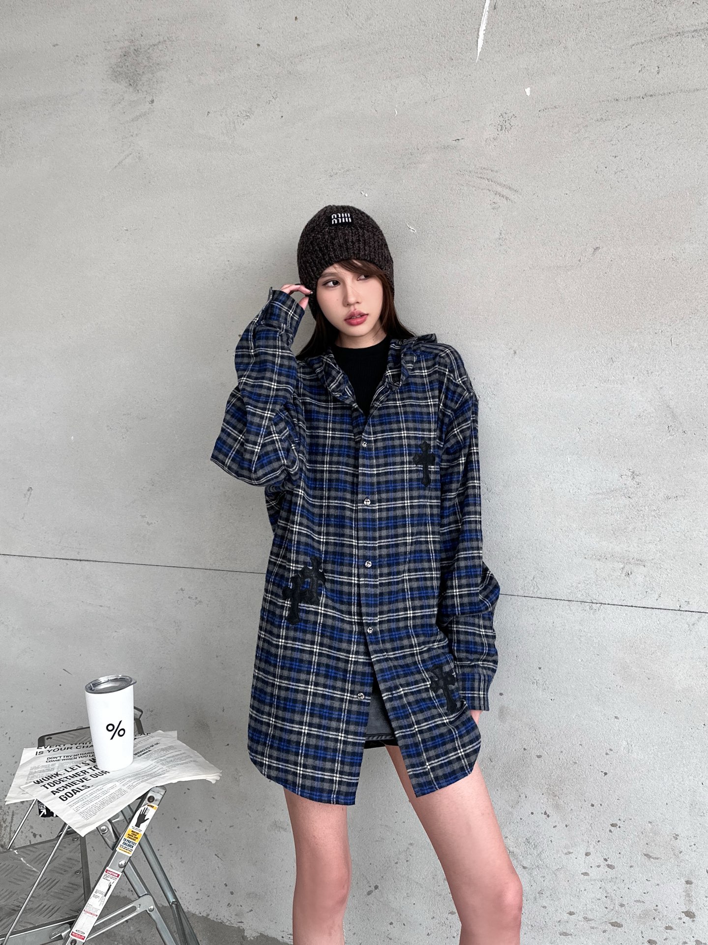 NO:750645,Chrome Hearts ｜ New casual shirt, ready-to-wear washed and hand-embroidered with cross mark technology, cotton yarn-dyed plaid fabric, same style for men and women, size sml,,chrome hearts,19860909克罗心 ｜ 新款休闲衬衣,成衣洗水加手工刺绣十字标工艺,全棉色织格子面料,男女同款,尺码sml,,chrome hearts,,Women's clothing